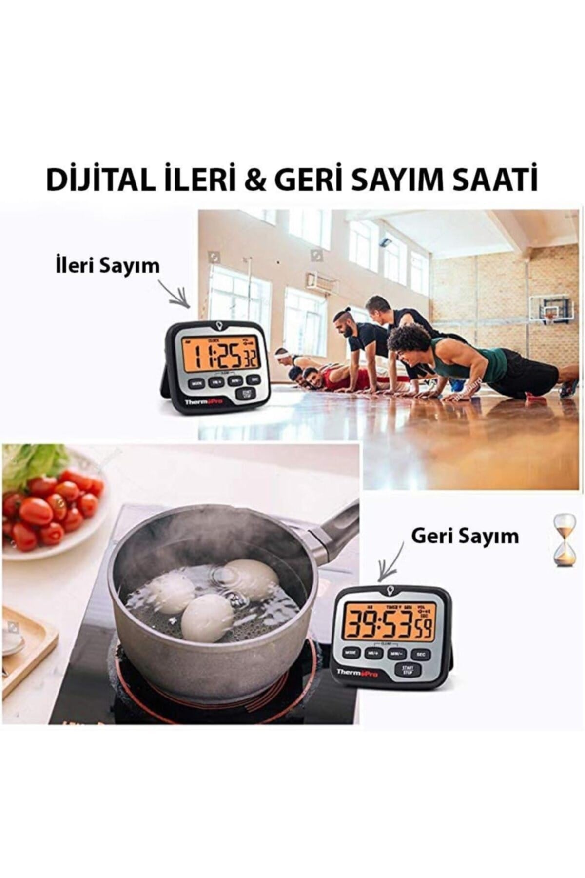 Tm01 Mutfak,spor, Ders Alarmlı Işıklı Kronometre, Geri Sayım Sayacı Ve Dijital Saat