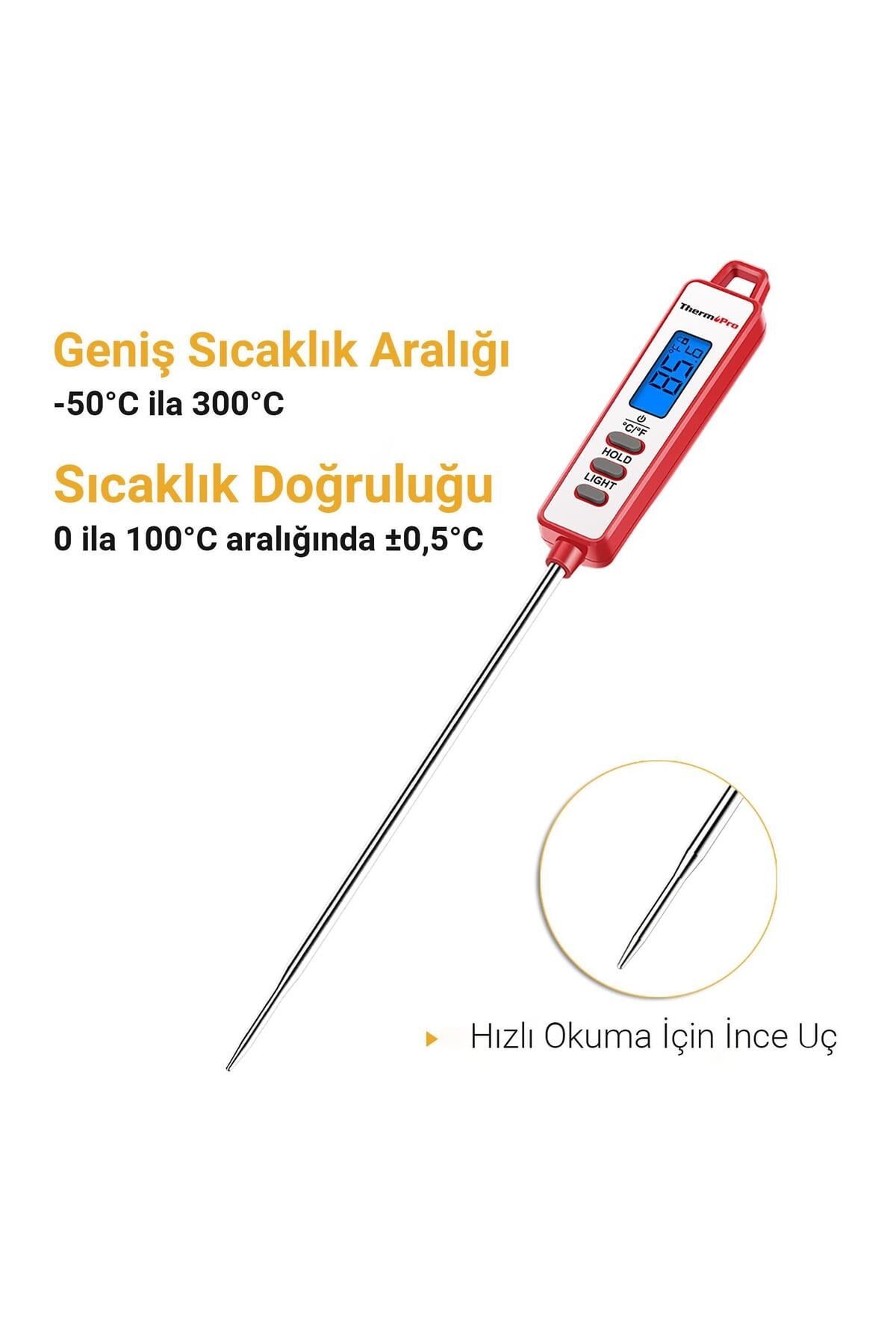 TP-01S LED Ekran Daldırma/Saplama Gıda Pişirme Termometresi-Beyaz