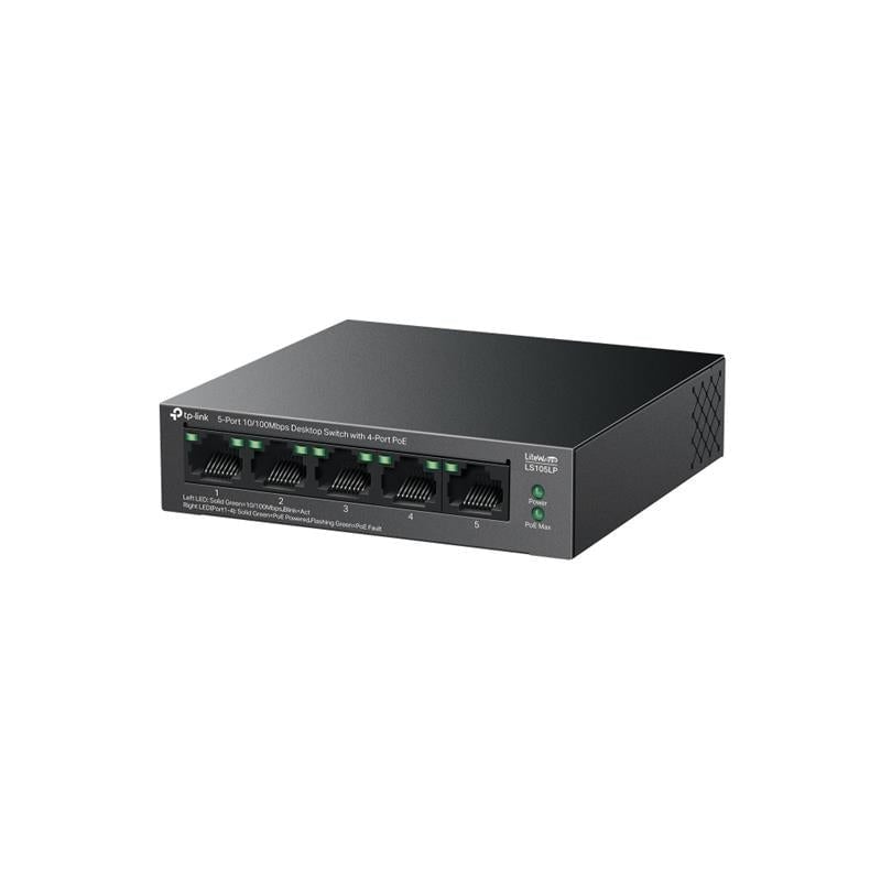 Tp-link Ls105lp 4 Port 10/100 +1 Port Rj45 Uplink 41w 250 Metre Poe Mesafe Metal Kasa Switch