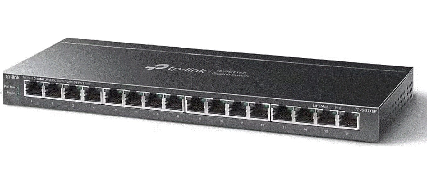 TP-LINK TL-SG116P 16 Port Gbit 16 Port PoE+ 120W Desktop Yönetilemez Çelik Kasa Switch