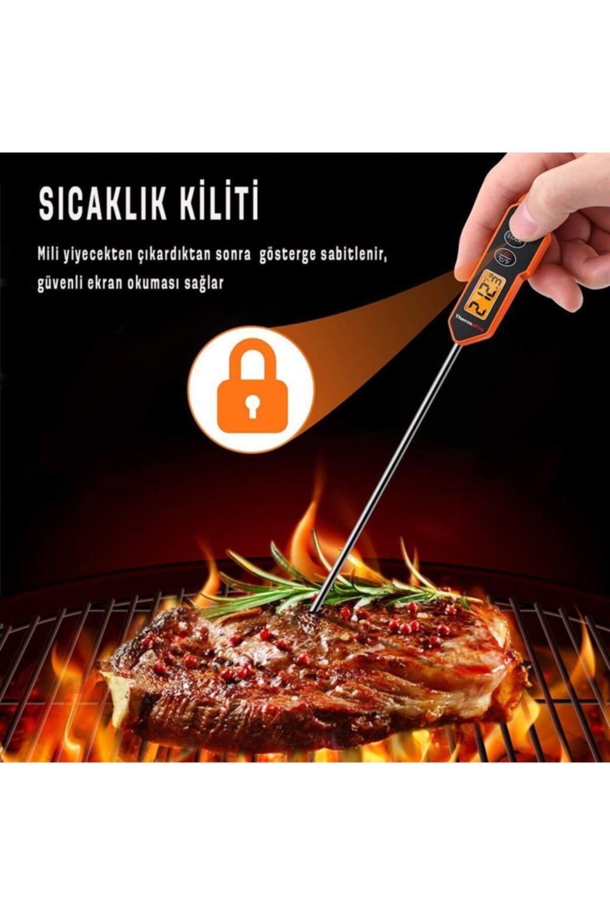 Tp01h Işıklı Daldırma/saplama Gıda Pişirme Termometresi