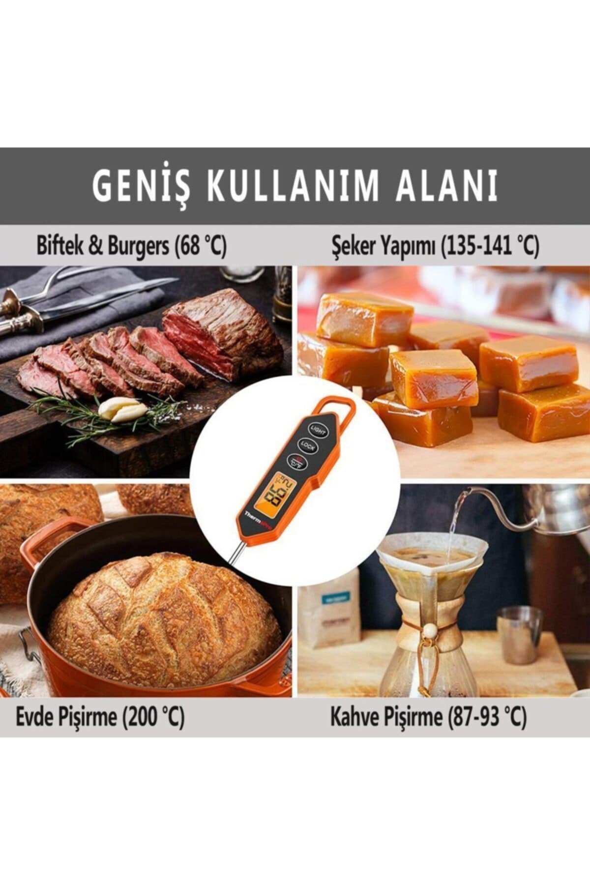 Tp01h Işıklı Daldırma/saplama Gıda Pişirme Termometresi