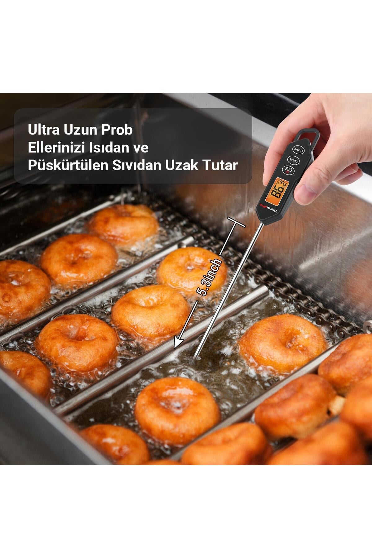 TP01HW LED Ekran Daldırma/Saplama Gıda Pişirme Termometresi-Siyah