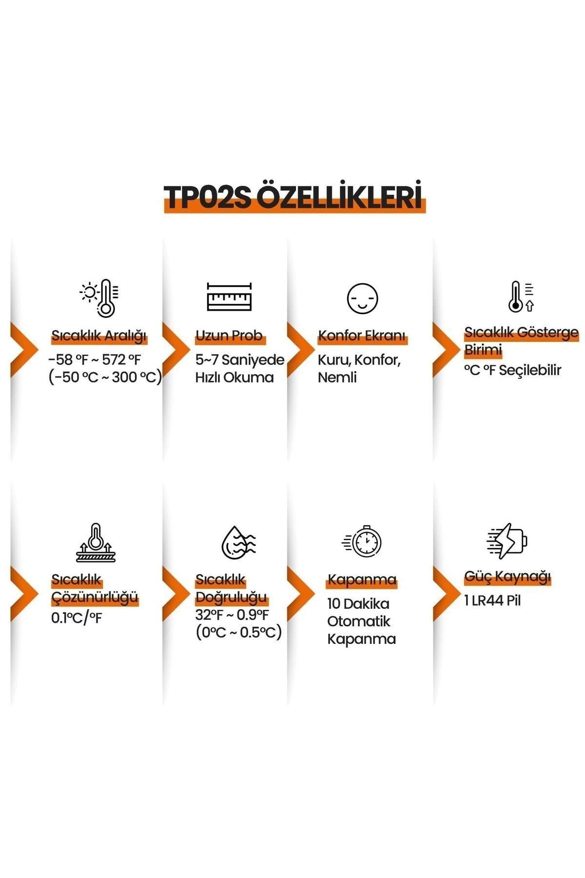 Tp02s Lcd Ekranlı Daldırma/saplama Çelik Gövdeli Gıda Pişirme Termometresi