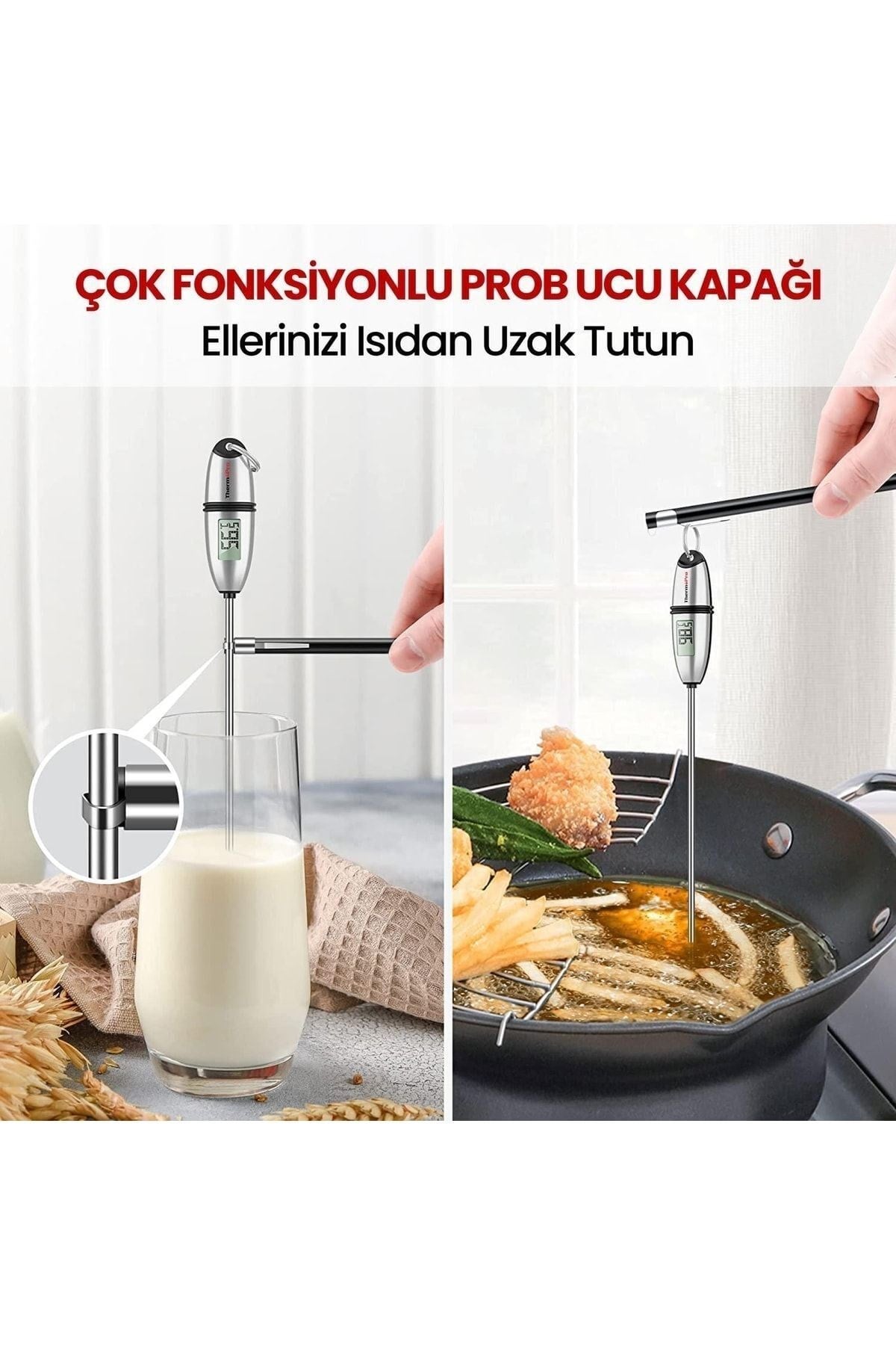 Tp02s Lcd Ekranlı Daldırma/saplama Çelik Gövdeli Gıda Pişirme Termometresi