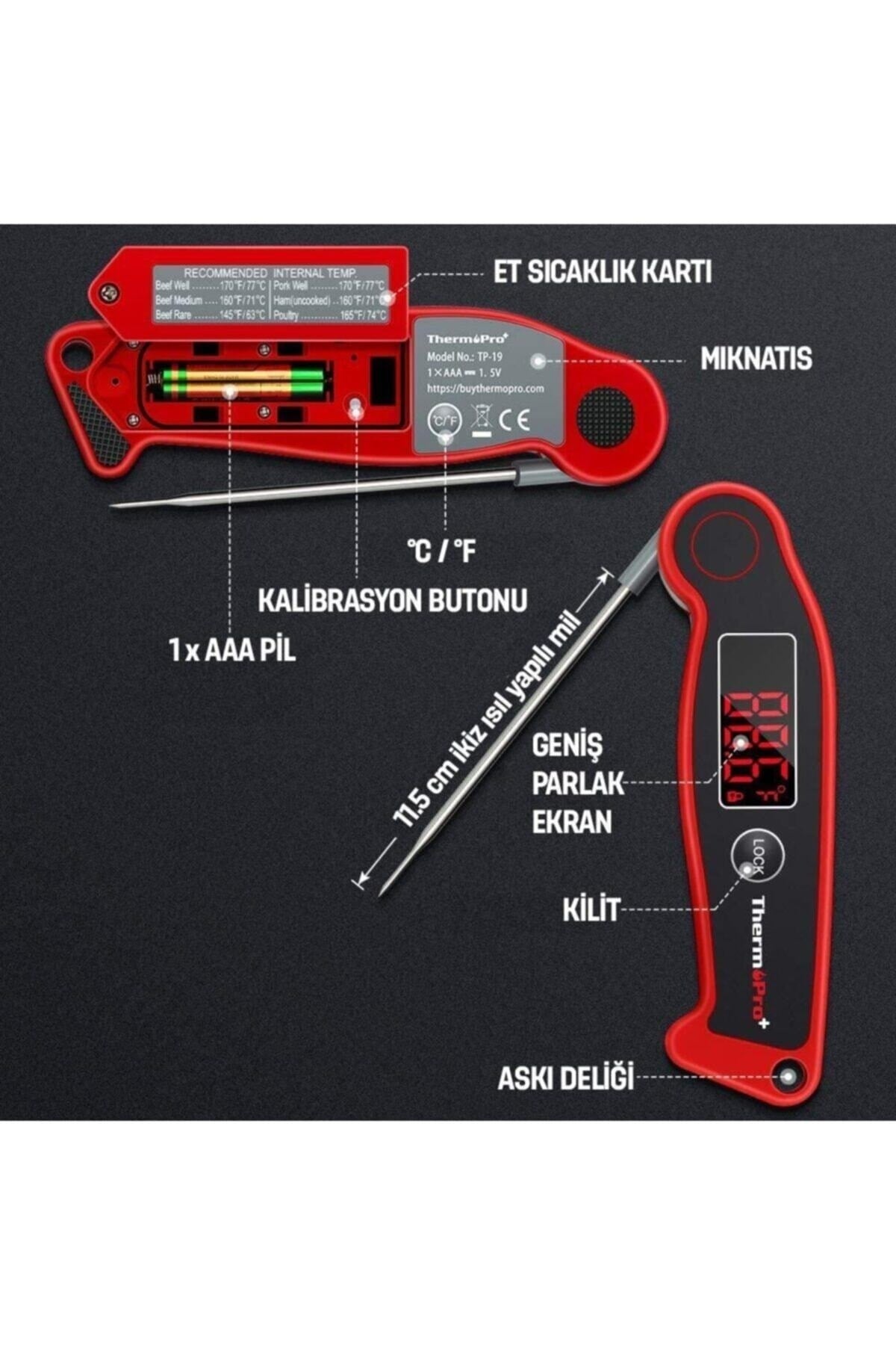 Tp19 Su Geçirmez Katlanabilir Gıda Pişirme Termometresi