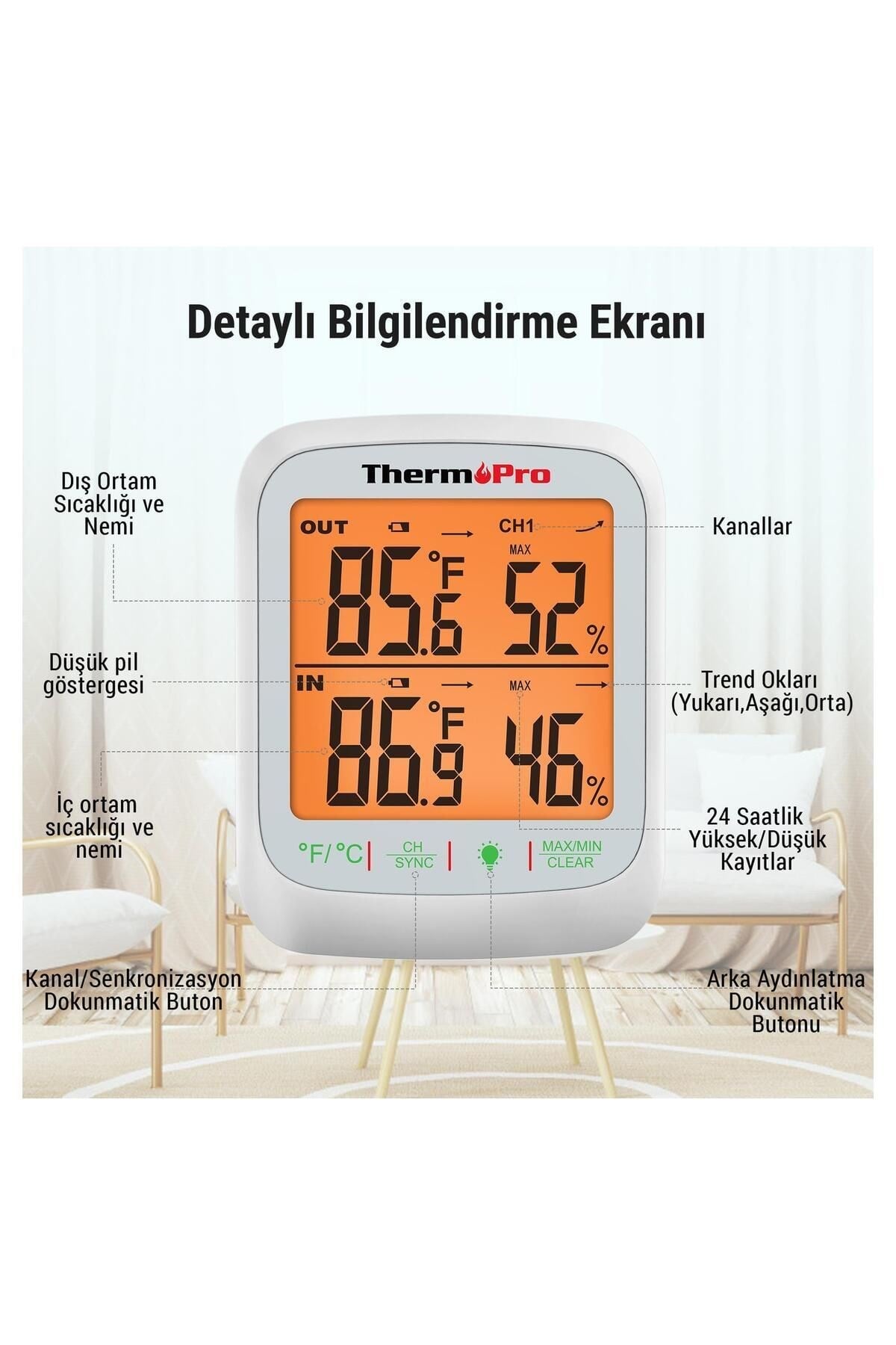 TP260B Mini Iç Mekan Dijital Sıcaklık ve Nem Ölçer Termometre