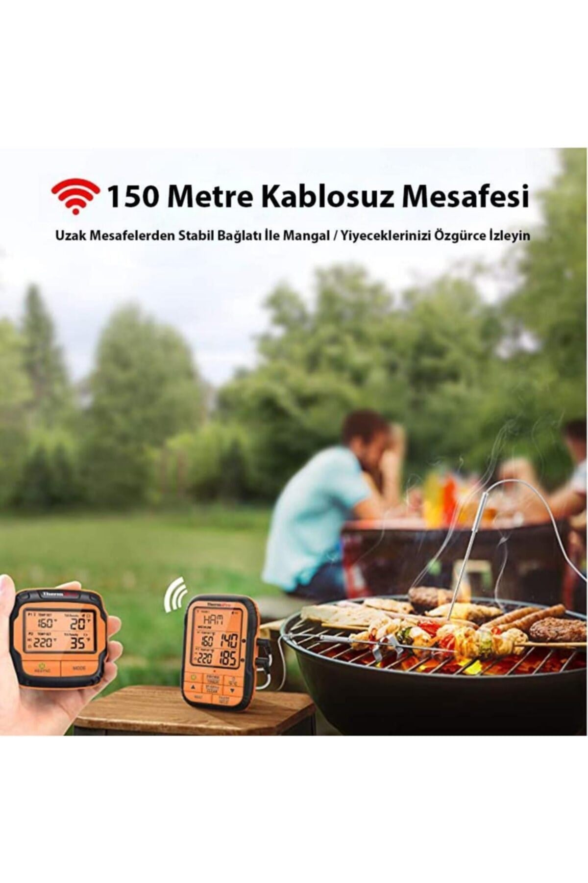Tp28 150m Mesafeli Kablosuz Profesyonel Saplama Gıda Ve Izgara Termometresi