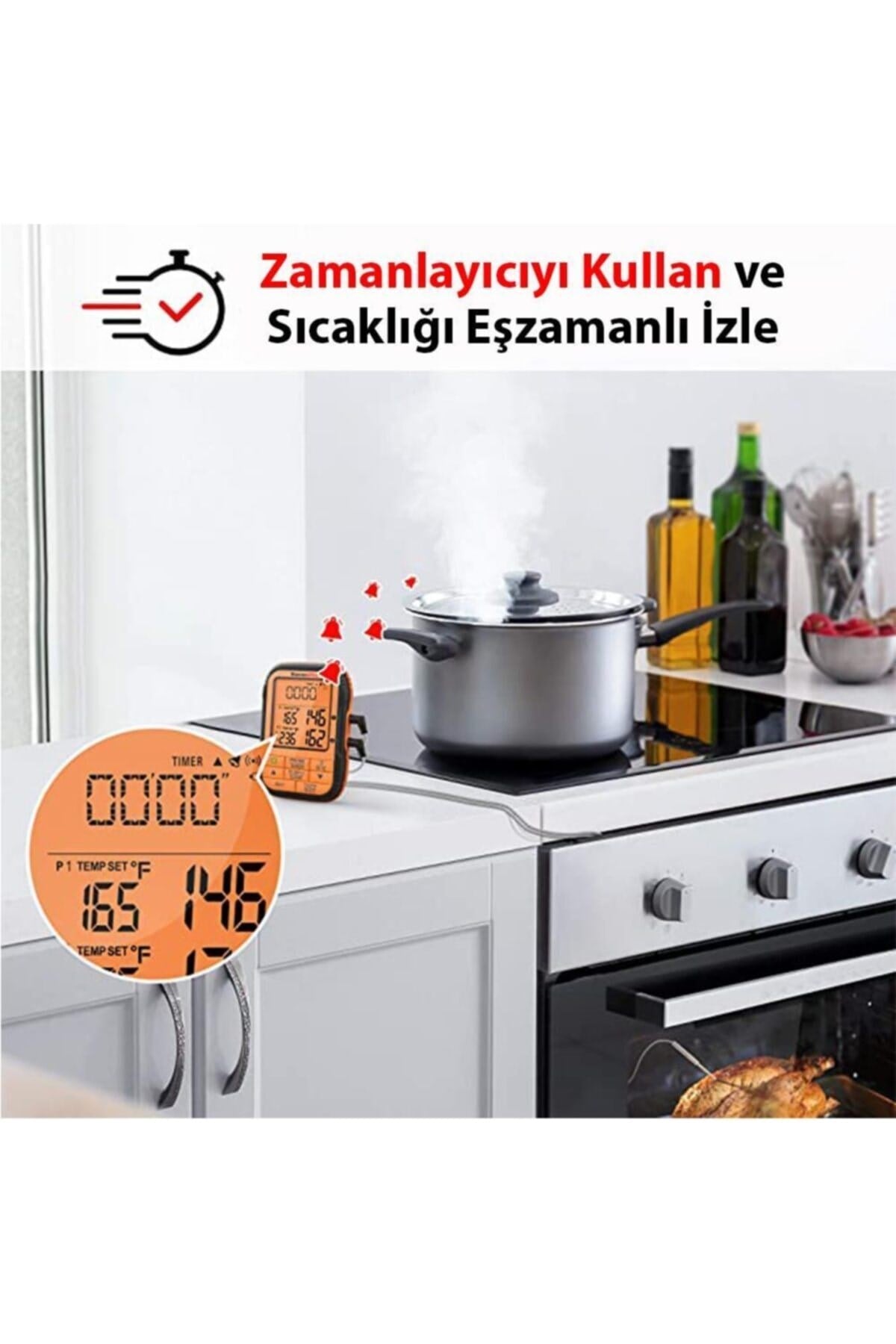 Tp28 150m Mesafeli Kablosuz Profesyonel Saplama Gıda Ve Izgara Termometresi