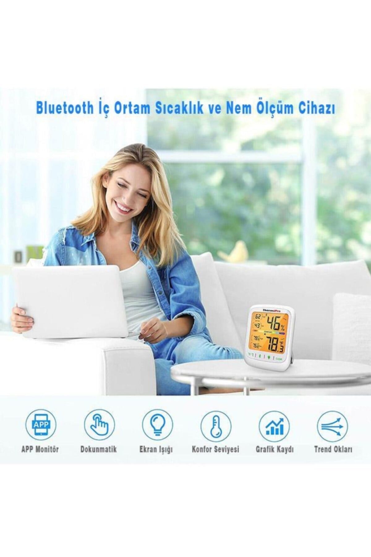 TP359 Akıllı Iç Mekan Sıcaklık Ve Nem Ölçer Termometre