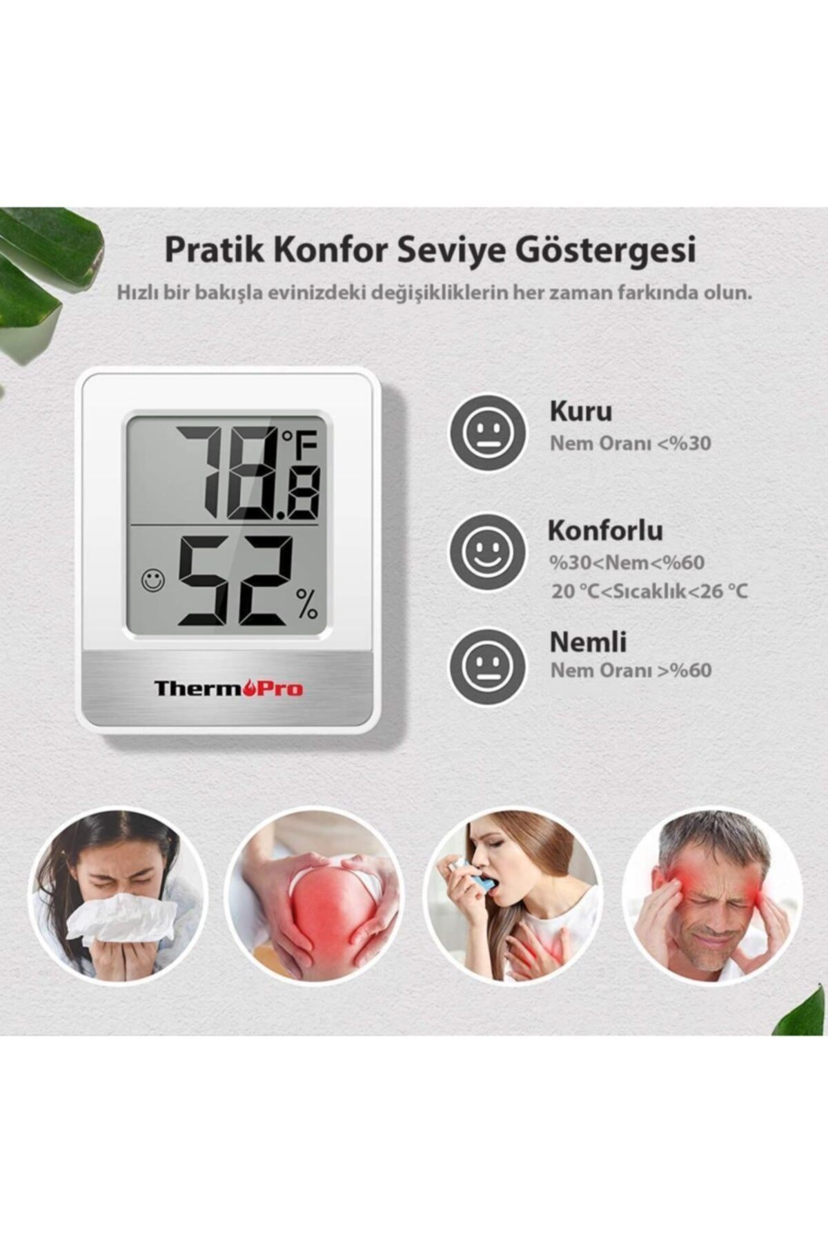 Tp49w Mini Iç Mekan Dijital Sıcaklık Ve Nem Ölçer Termometre