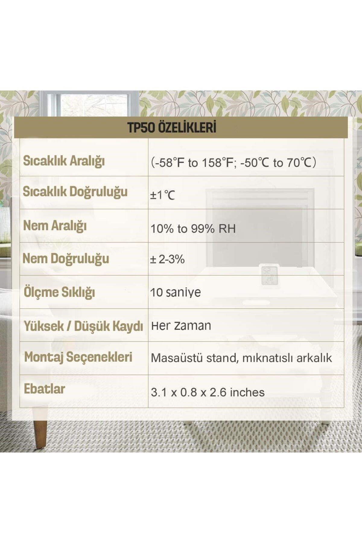 Tp50 Termometre Iç Mekan Dijital Sıcaklık Ve Nem Ölçer - 2 Adet