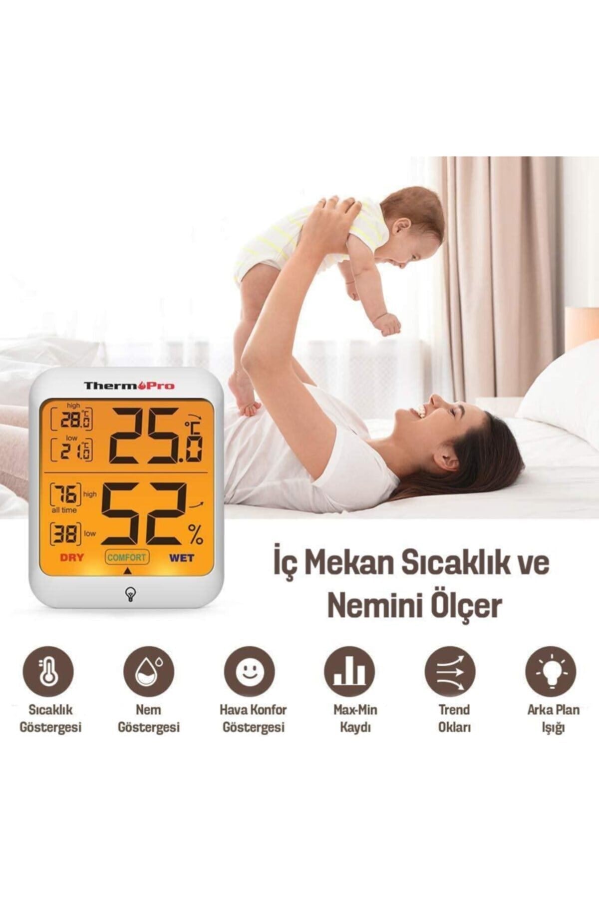 Tp53 Termometre Iç Mekan Dijital Sıcaklık Ve Nem Ölçer