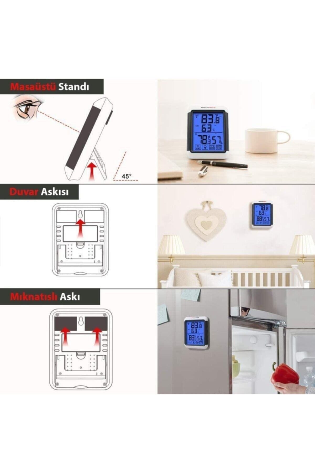 Tp65a Wifi Iç-dış Mekan Işıklı Dijital Sıcaklık Ve Nem Ölçer Termometre