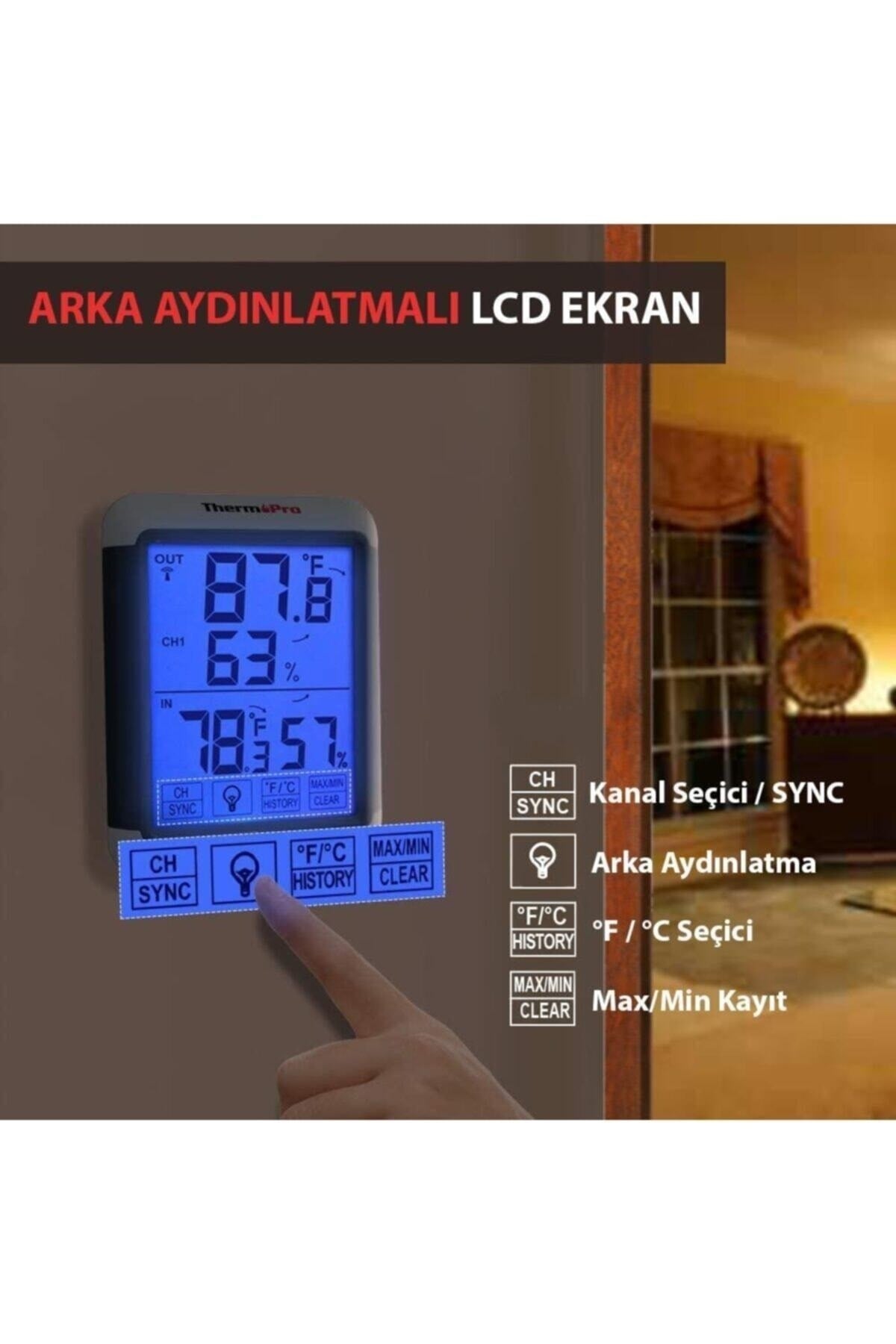 Tp65a Wifi Iç-dış Mekan Işıklı Dijital Sıcaklık Ve Nem Ölçer Termometre
