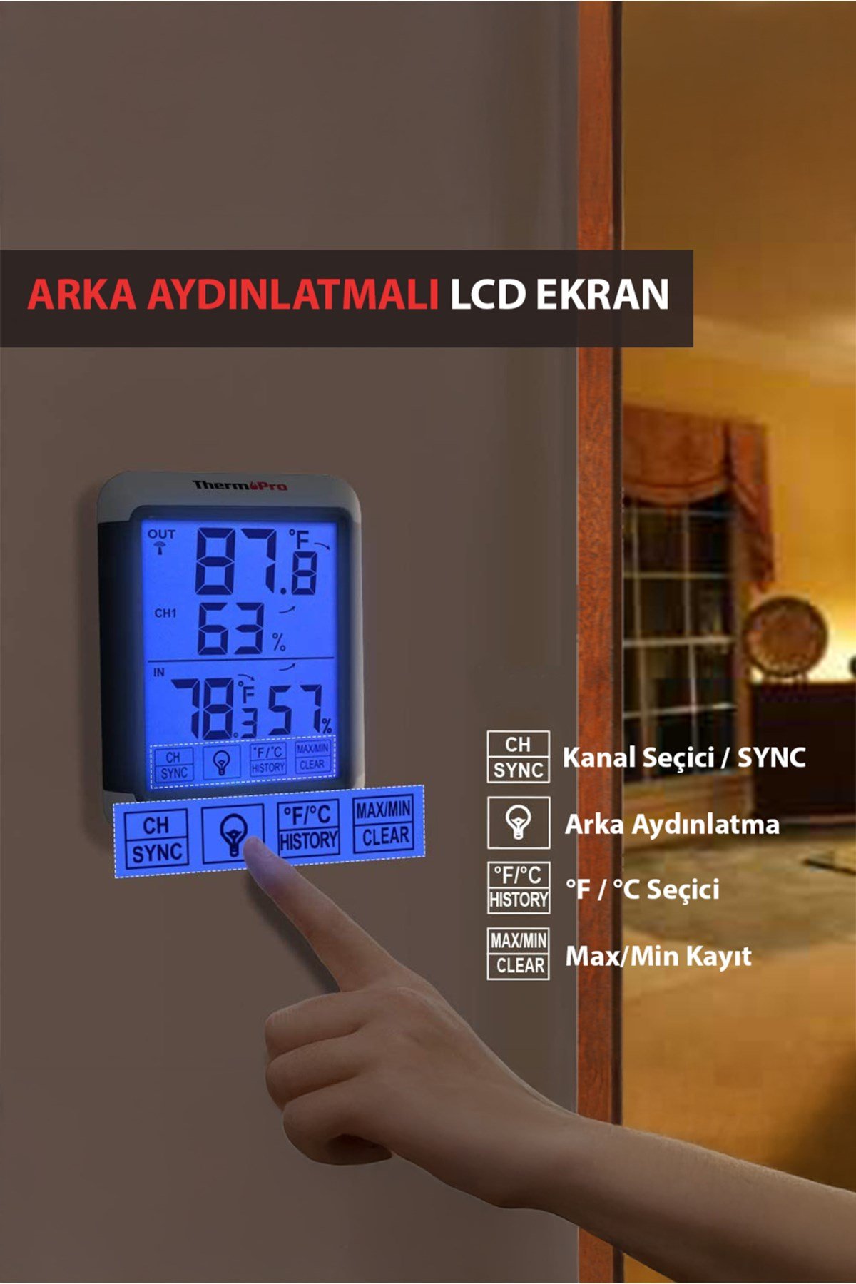 TP65C Termometre İç Mekan Dijital Sıcaklık ve Nem Ölçer