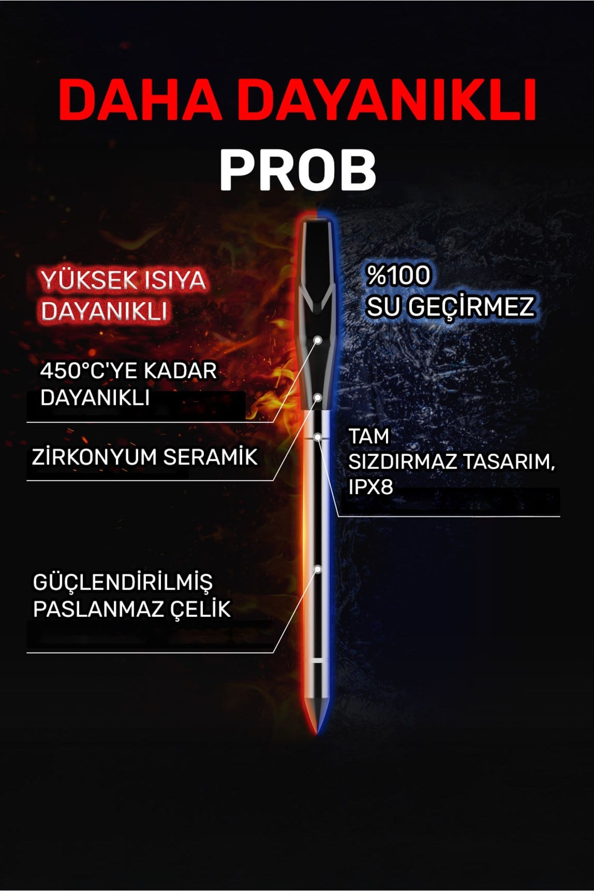 TP863B 2Problu Zamanlayıcılı 610m Kablosuz Barbekü/Mangal Profesyonel Pişirme Termometresi