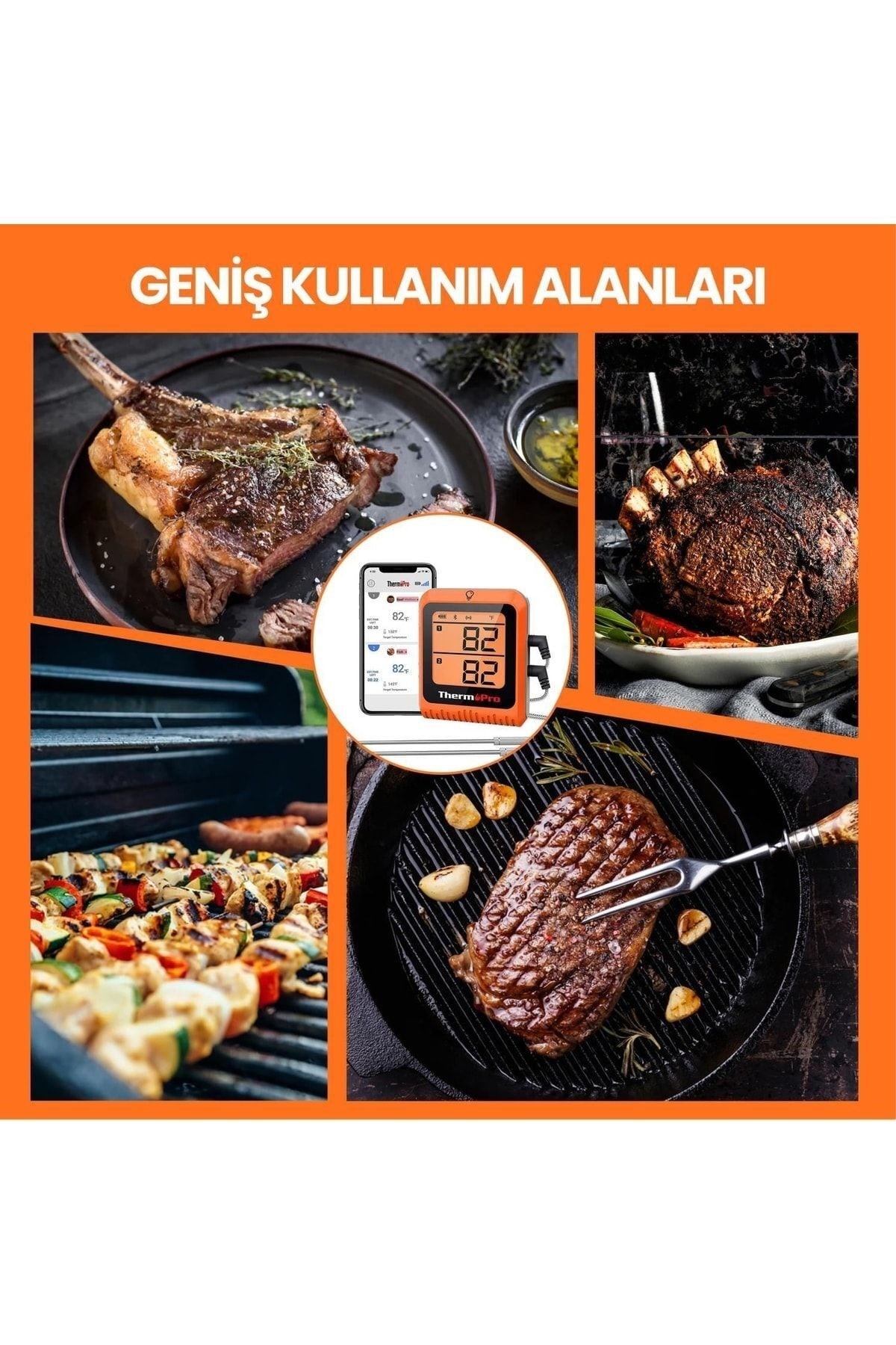 Tp920 Cep Telefonu Kontrollü, Bluetooth Ve Çift Problu Profesyonel Gıda Pişirme Termom