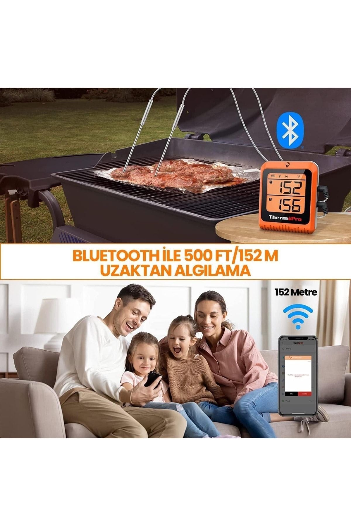Tp920 Cep Telefonu Kontrollü, Bluetooth Ve Çift Problu Profesyonel Gıda Pişirme Termom