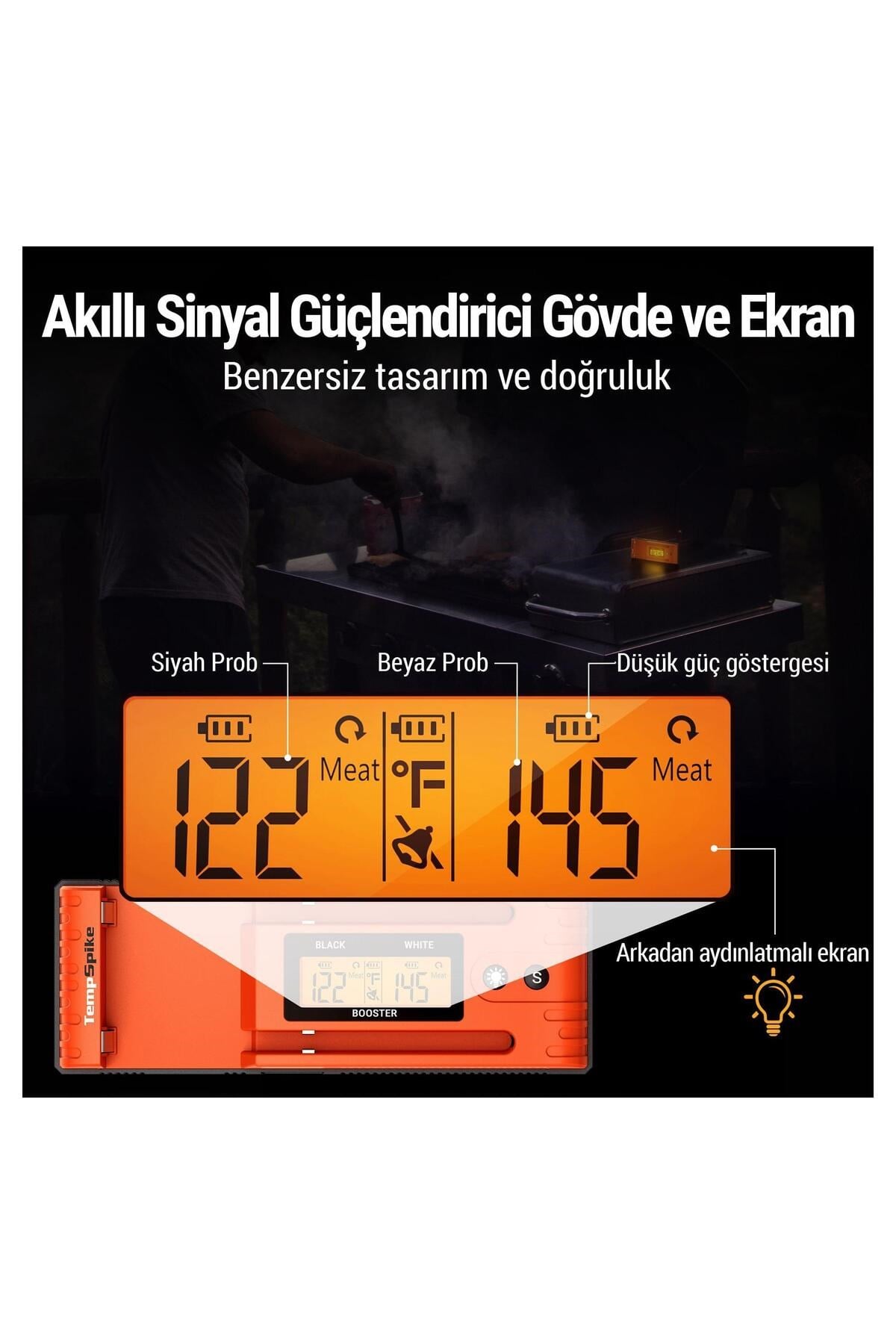 TP962 Bluetooth, Digital,Çift Problu Profesyonel Et Termometresi