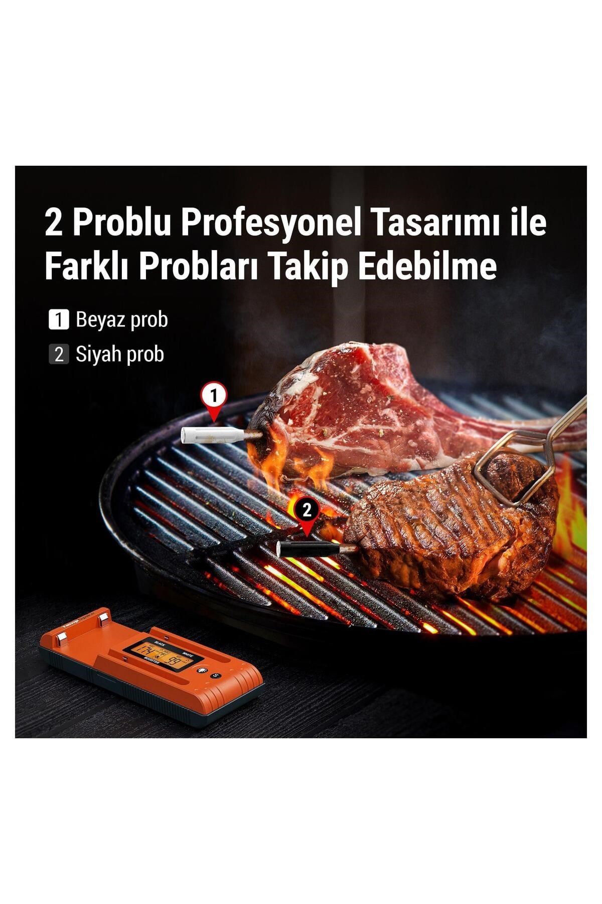 TP962 Bluetooth, Digital,Çift Problu Profesyonel Et Termometresi