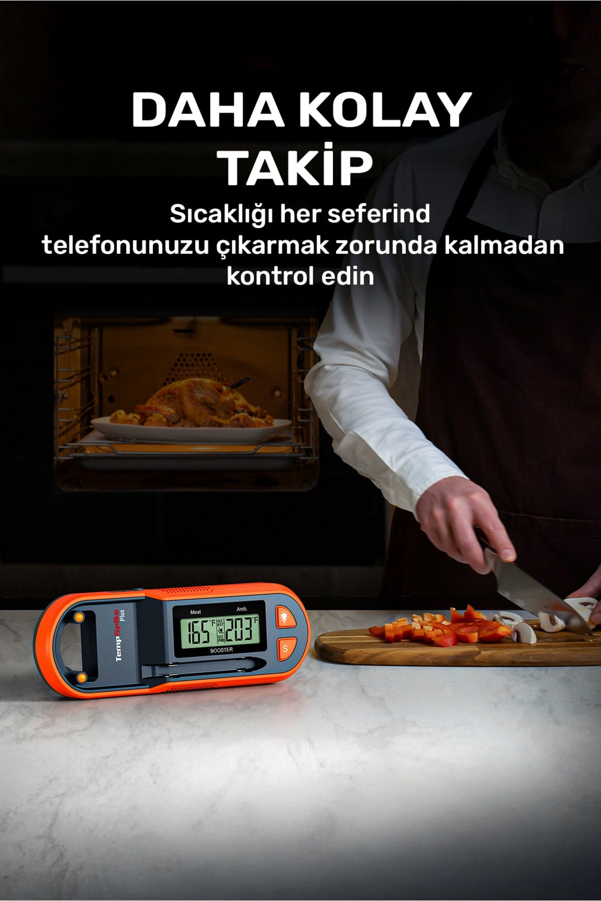 TP971 Şarjlı 183m Kablosuz Alarmlı 1Problu Telefon Kontrollü Profesyonel Gıda Termometresi
