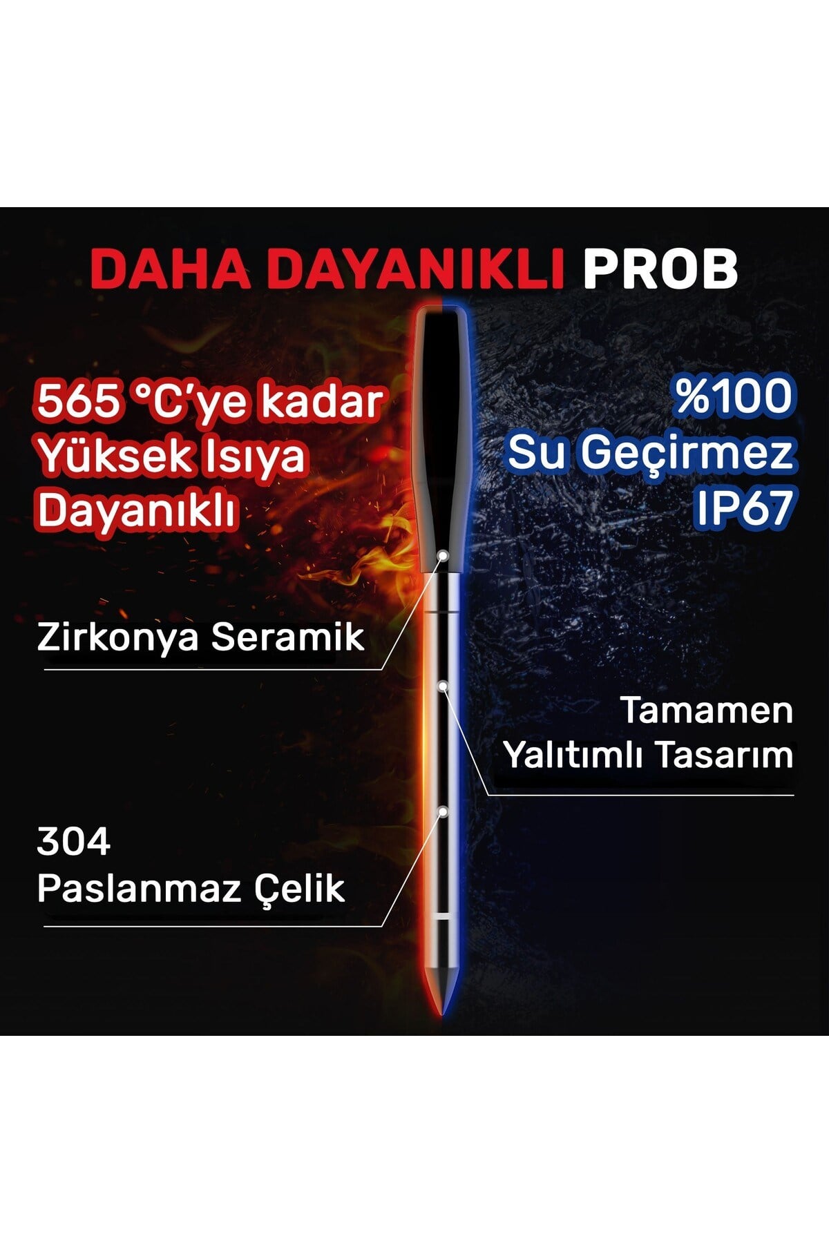 TP972 Şarjlı 182m Kablosuz Alarmlı 2Problu Telefon Kontrollü Profesyonel Gıda Termometresi