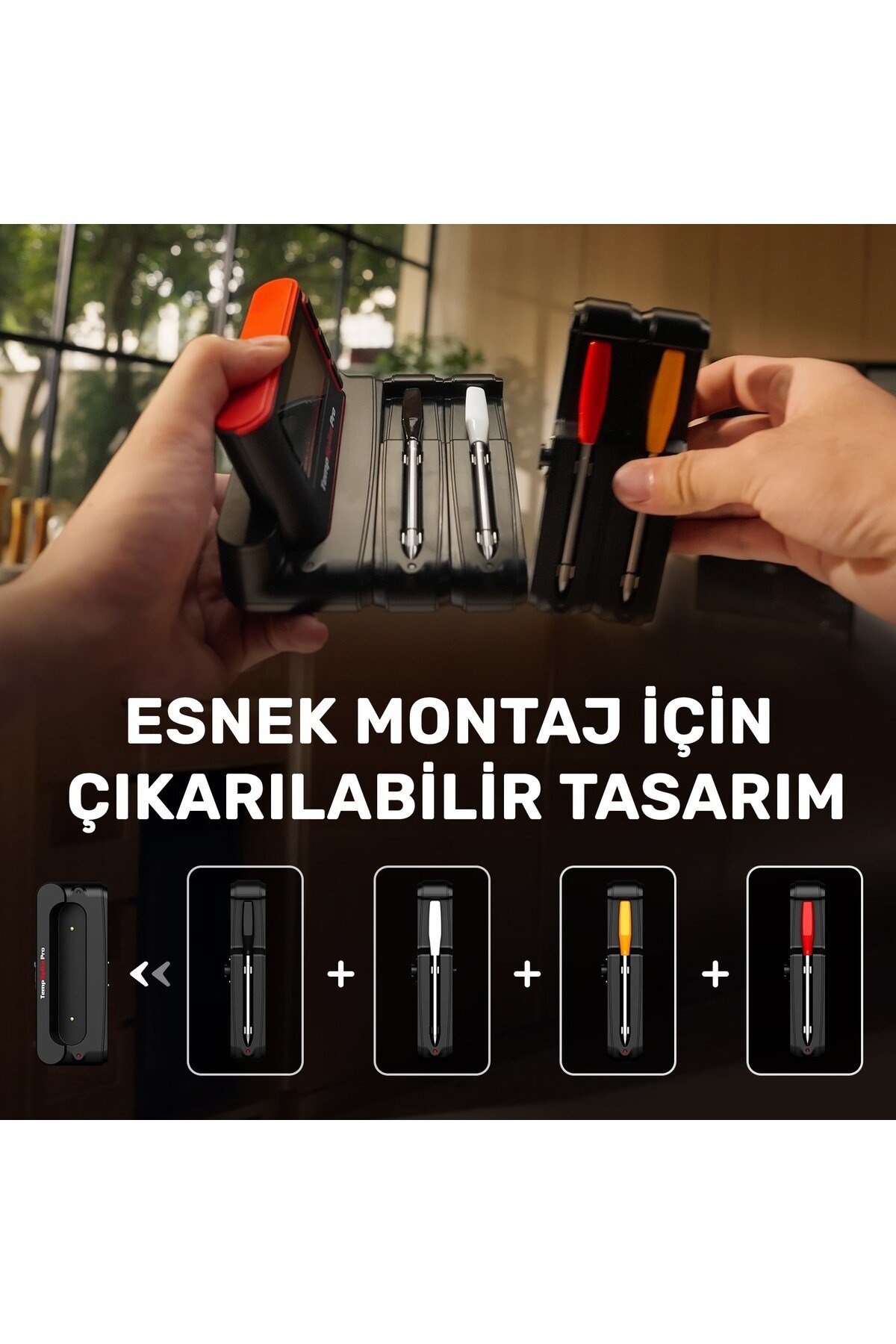 TP980-4 Şarjlı 320m Kablosuz Alarmlı 4Problu APP, Monitörlü Profesyonel Gıda Termometresi