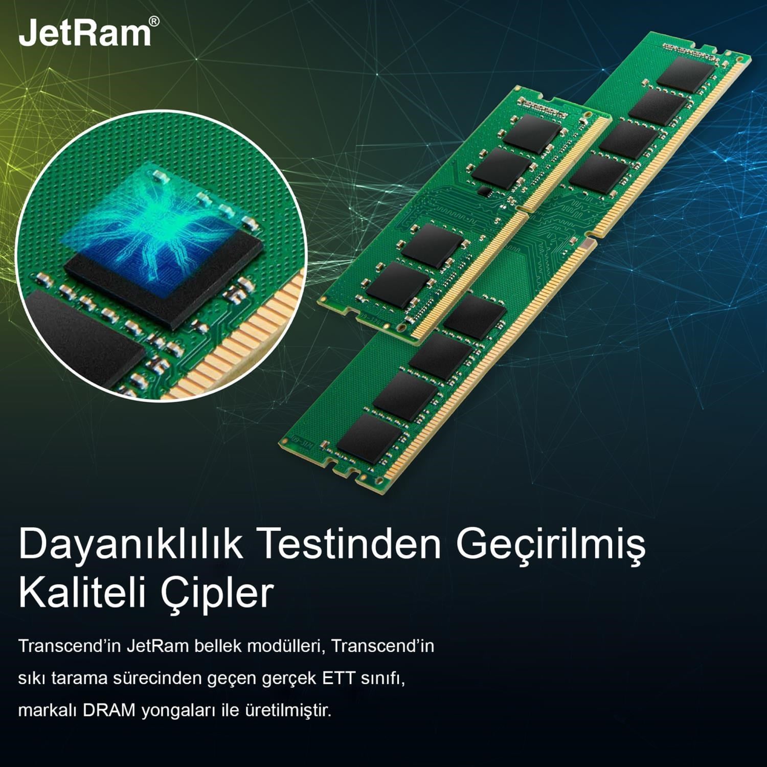 Transcend JM3200HLE-32G 32GB DDR4 3200Mhz CL22 1.2V Masaüstü Ram