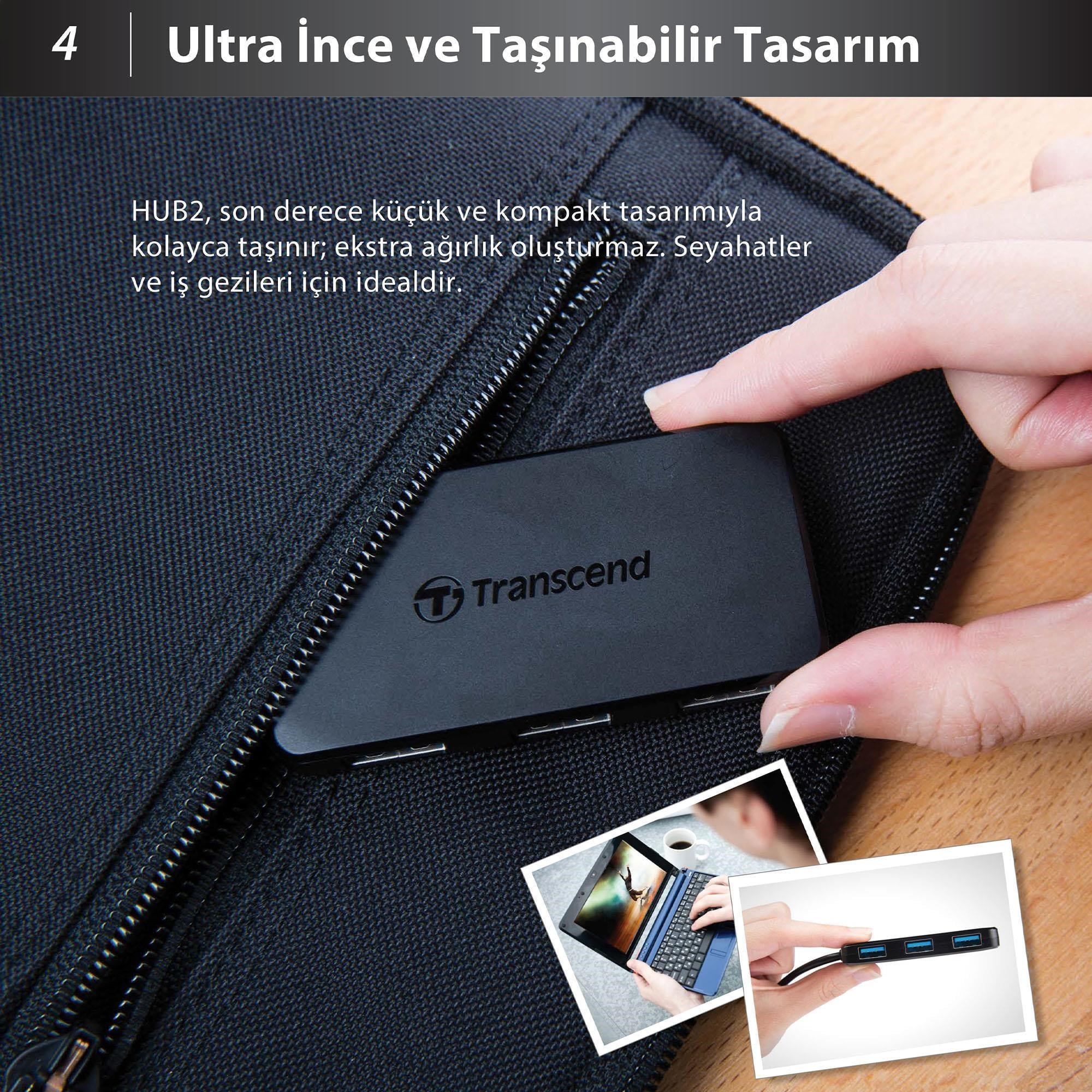 Transcend TS-HUB2K USB 3.1 Gen 1, USB A to 4 Port USB Çoklayıcı HUB
