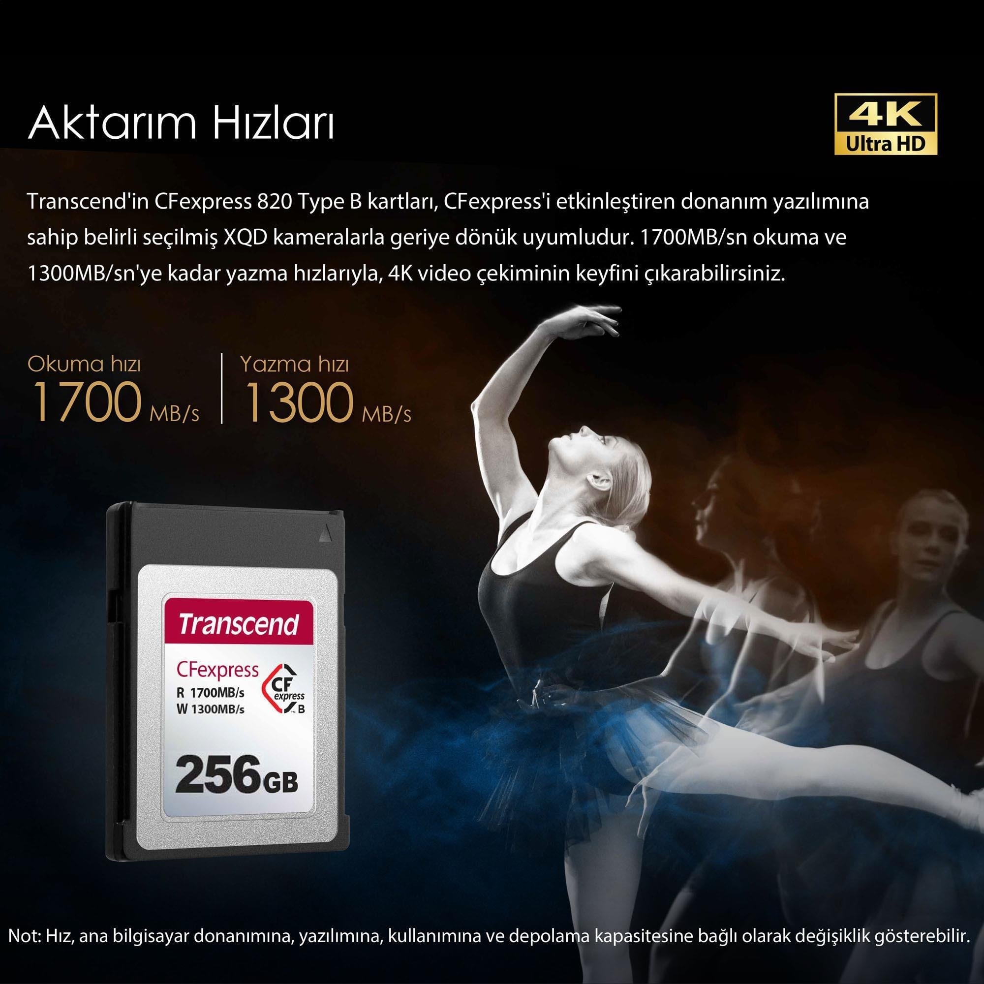 Transcend TS256GCFE820 256GB CFExpress Hafıza Kartı