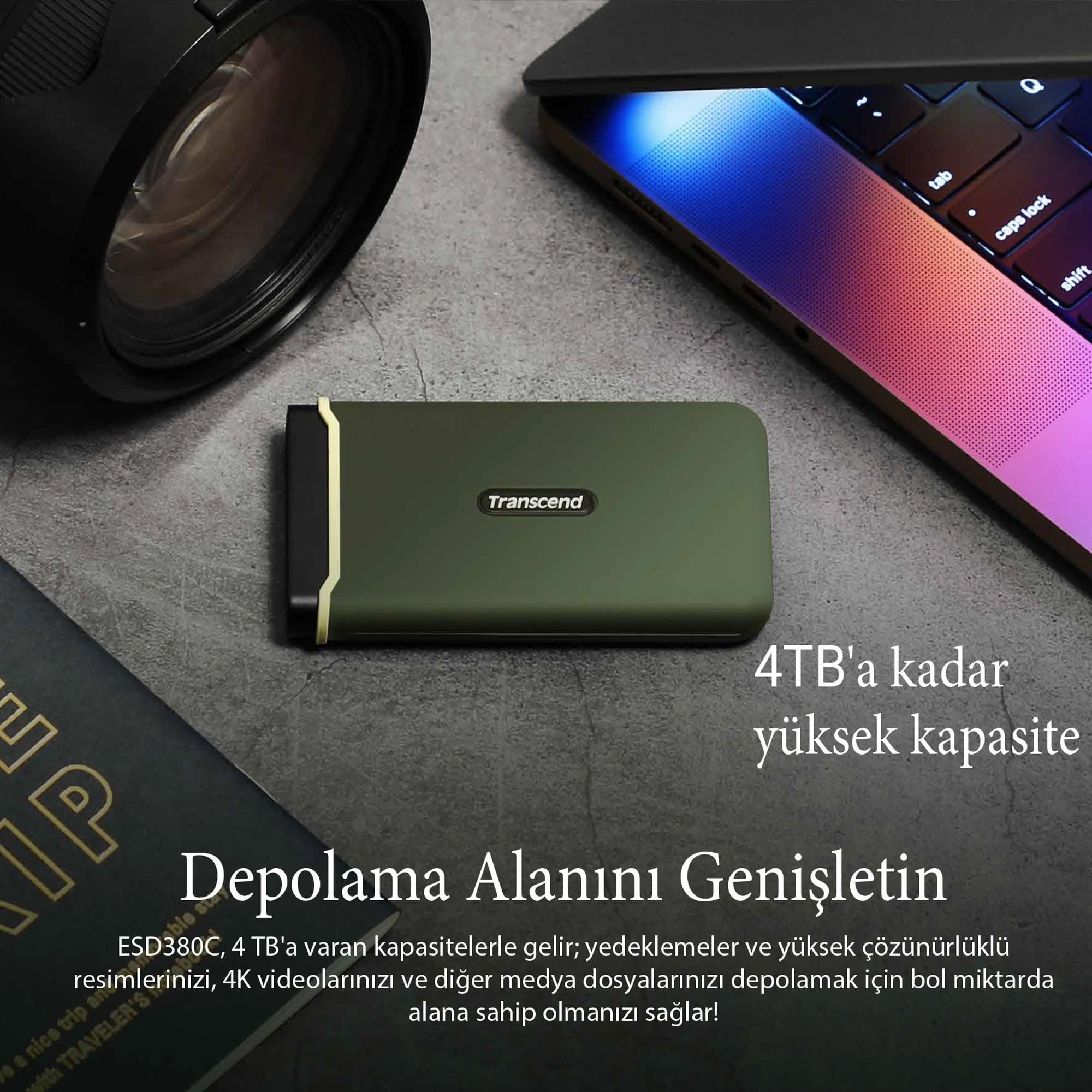 Transcend TS4TESD380C 4TB Nvme 2000mb/s PCIe M.2 Gen 2 Type C Taşınabilir SSD