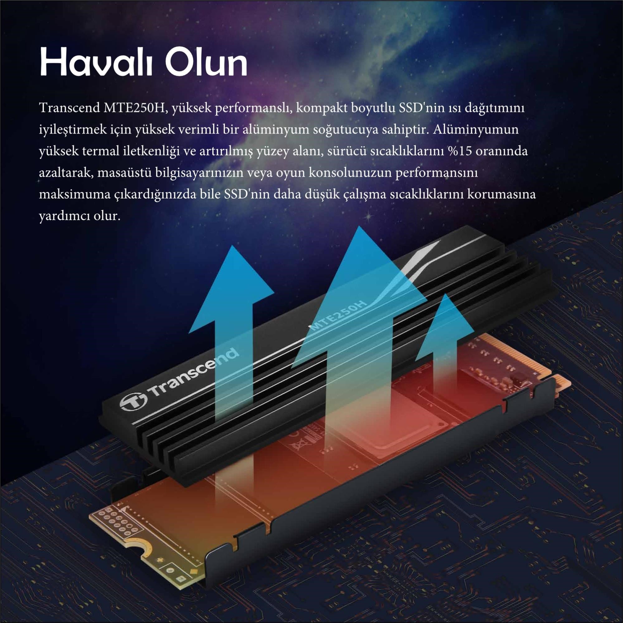 Transcend TS4TMTE250H 4TB M.2 2280 Gen4x4 NVMe Metal Soğutuculu SSD