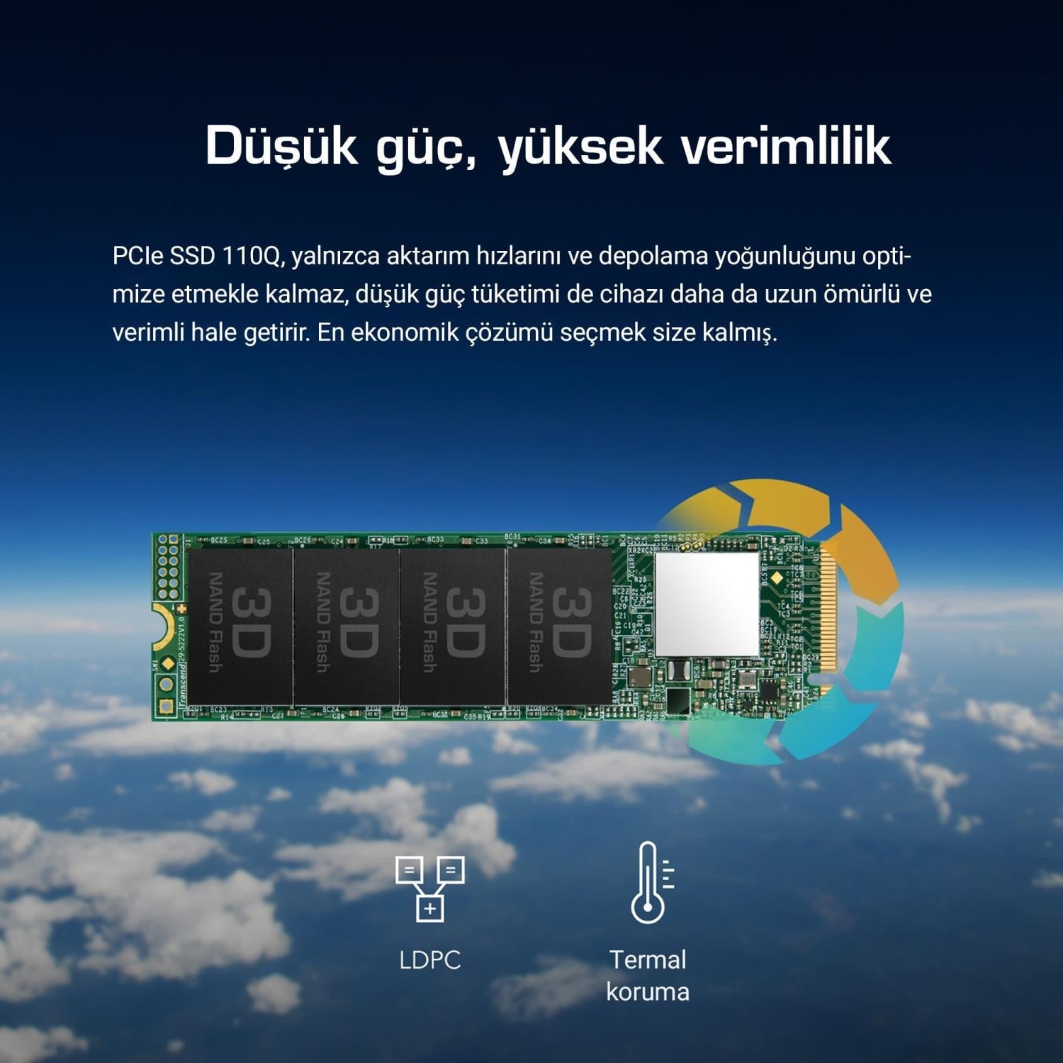 Transcend TS500GMTE110Q 500GB 1900/900MB/s PCIe Gen3x4 2280 QLC NVme M.2 SSD