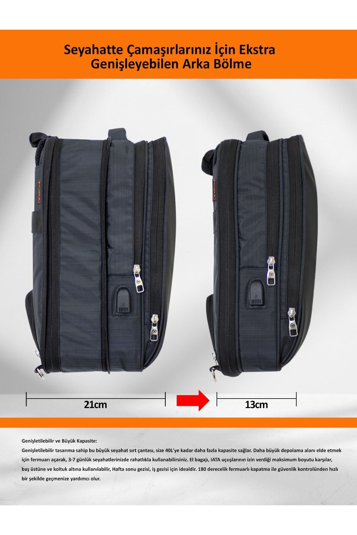 Trv01 Travela Genişleyebilir 40lt Notebook Ve Seyahat Sırt Çantası 16
