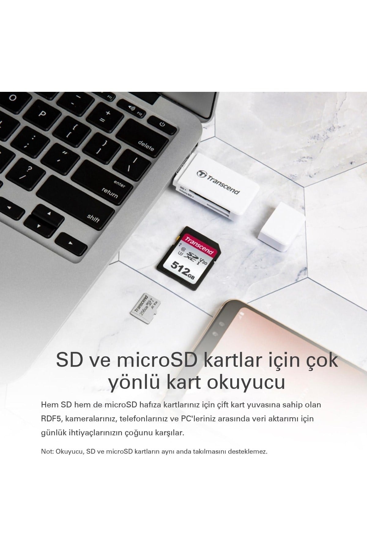 Ts-rdf5w Sd/microsd Usb 3.1 Kart Okuyucu Beyaz