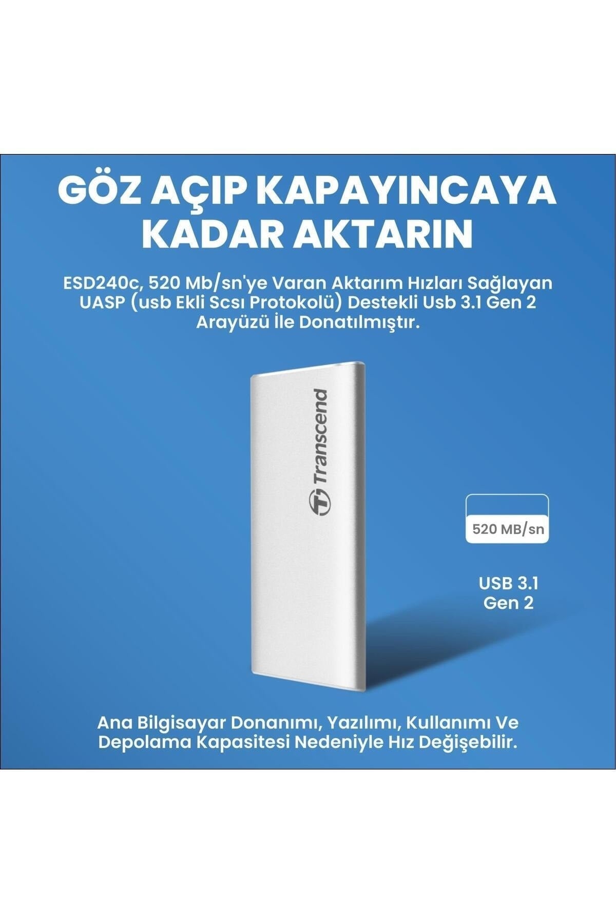 TS120GESD240C 120GB, External SSD, USB 3.1 Gen 2, Type C