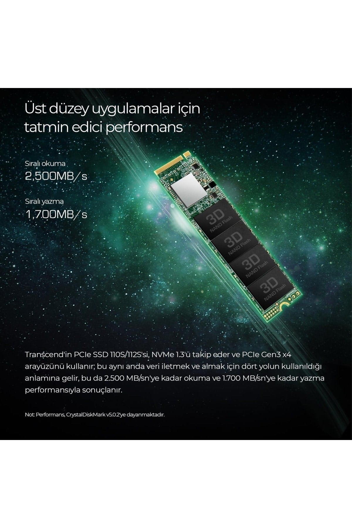 Ts1tmte110s 1tb 1700/1400mb/s Pcıe Gen3x4 Nvme 3d Tlc M.2 Ssd
