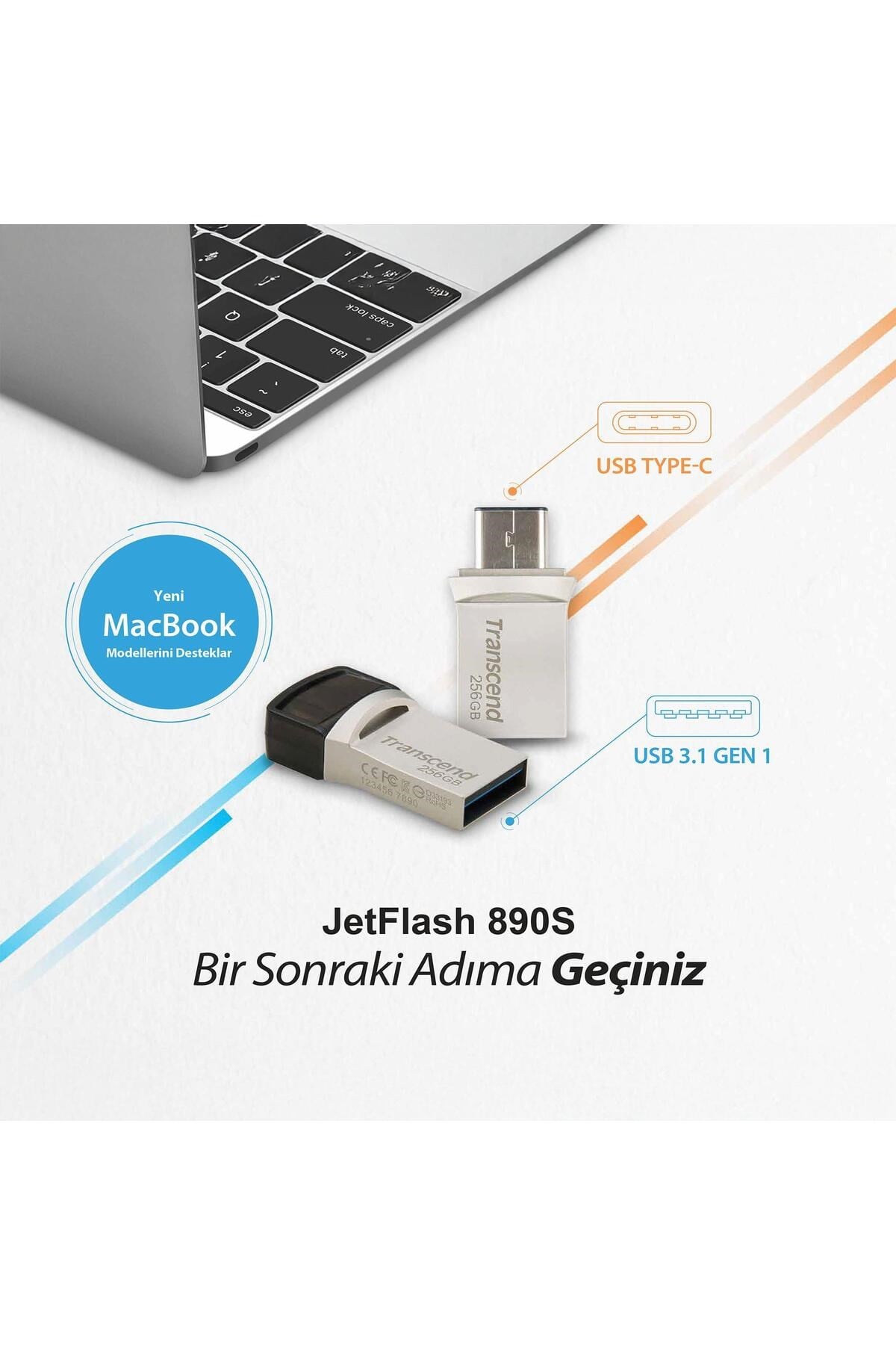 Ts256gjf890s 256gb Type-a&c Otg Usb3.1 Flash Bellek