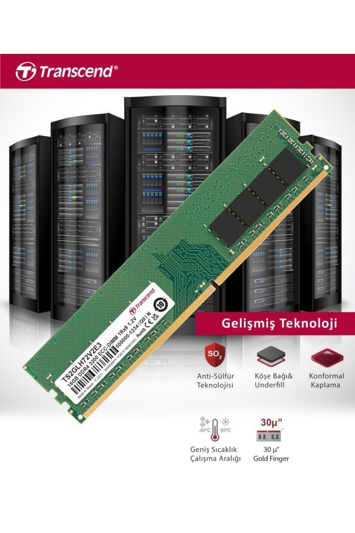 Ts2glh72v2e3 16gb Ddr4 3200mhz 1.2v Cl22 Ecc Server Ram