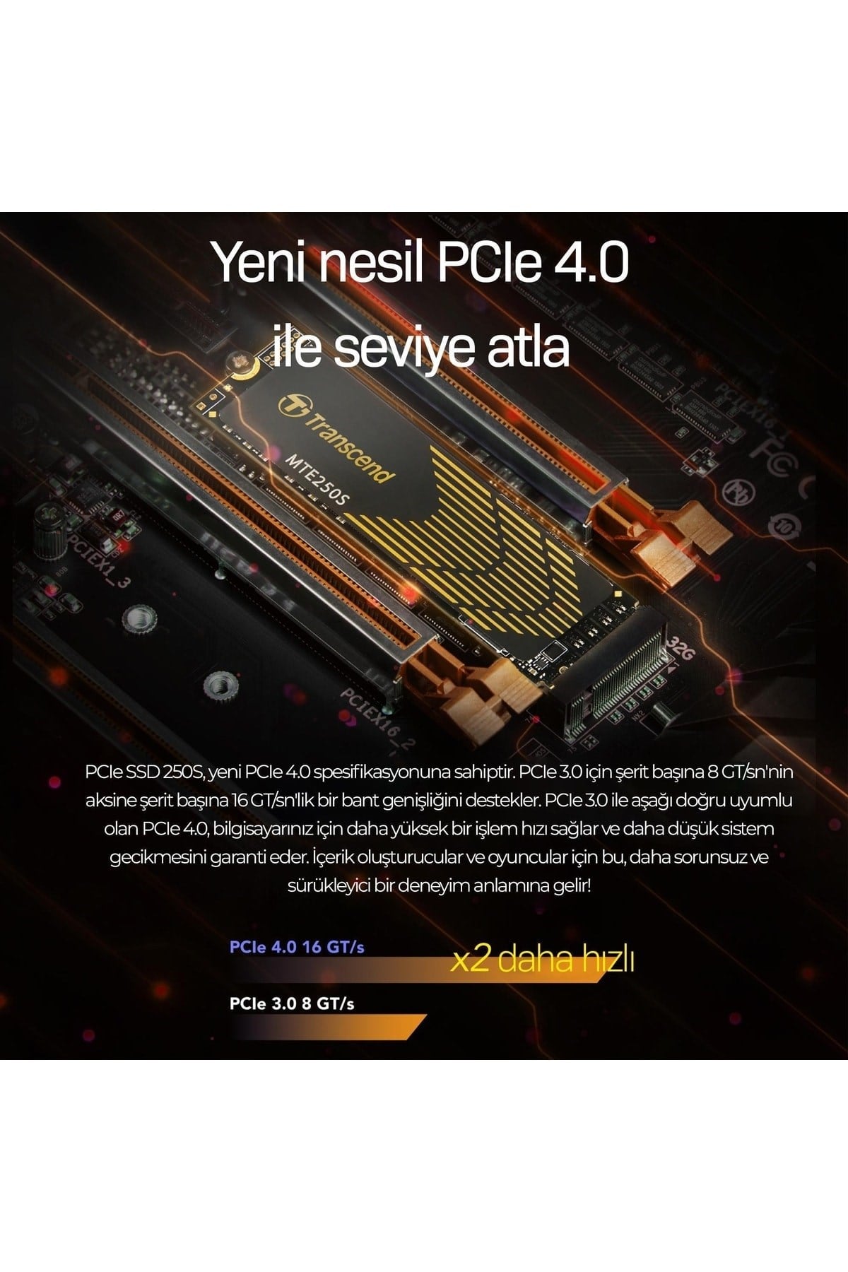Ts4tmte250s 4tb 7500/6700mb/s Pcıe Gen4x4 Nvme 3d Tlc M.2 Ssd