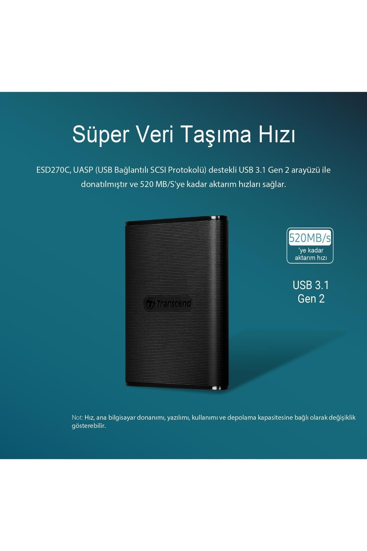 TS500GESD270C 500GB, External SSD, ESD270C,USB 3.1 Gen 2, Type C