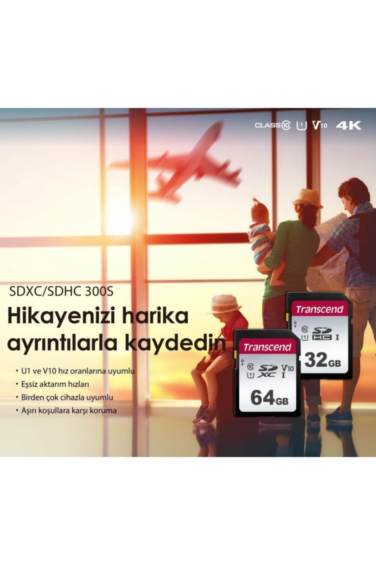Ts64gsdc300s 64gb Sdxc/sdhc Uhs-ı U1 Sd Hafıza Kartı