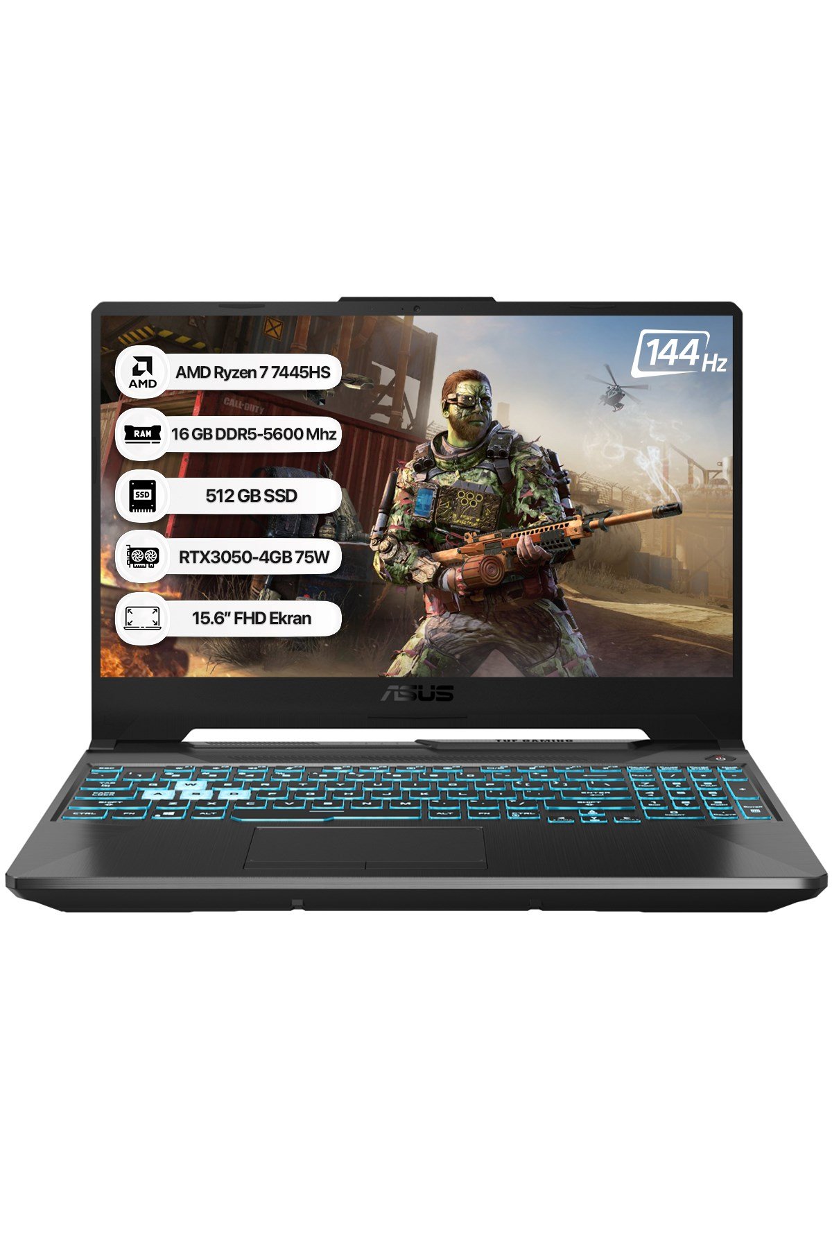 TUF Gaming A15 FA506NCG-HN267 AMD Ryzen 7 7445HS 16GB 512GB SSD RTX3050-4GB 75W Dos 15.6