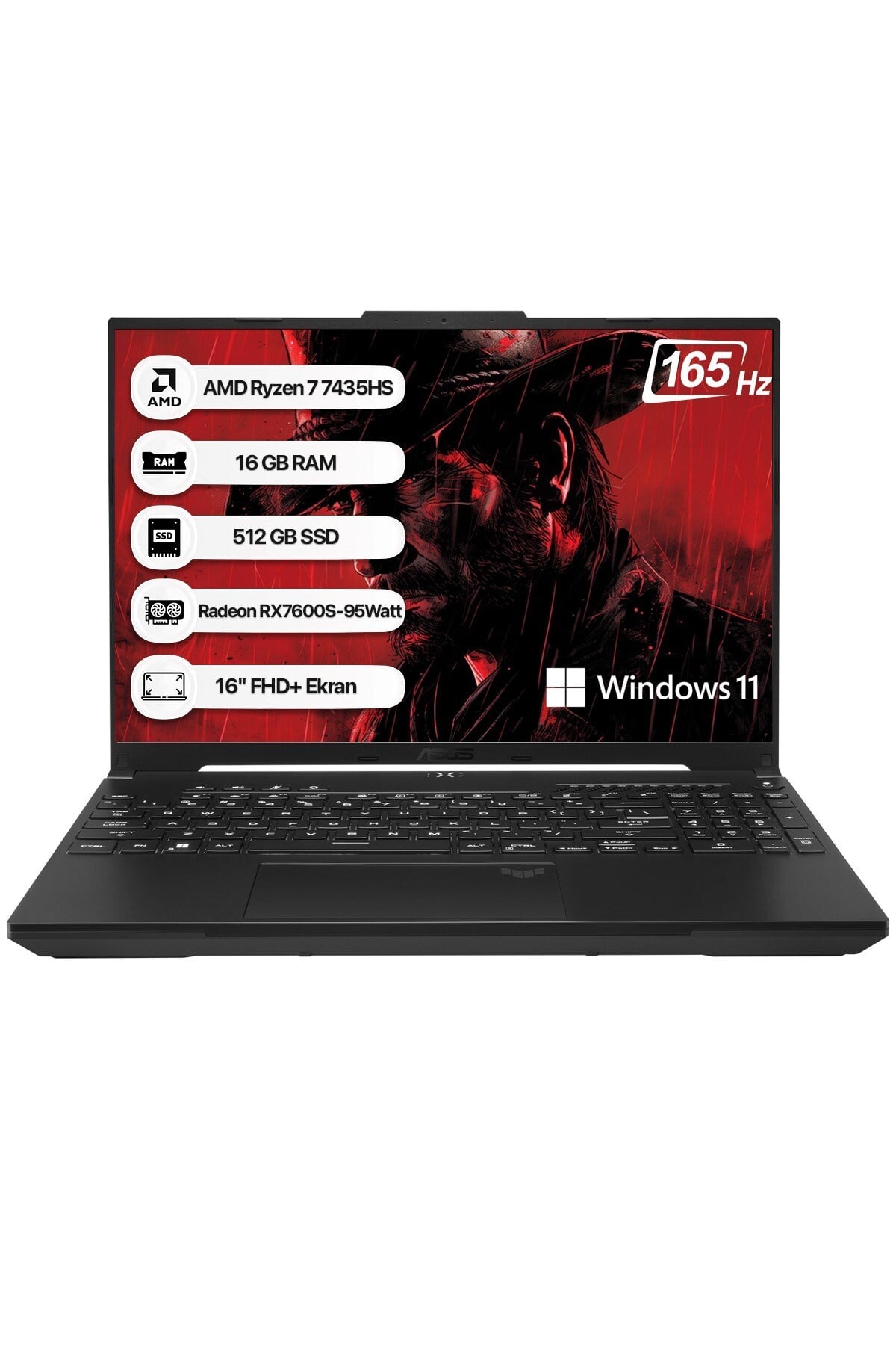 Tuf Gaming A16 Fa617nsr-n3004w R7 7435hs 16 Gb 512 Gb Rx7600s-95watt 165 Hz W11h 16