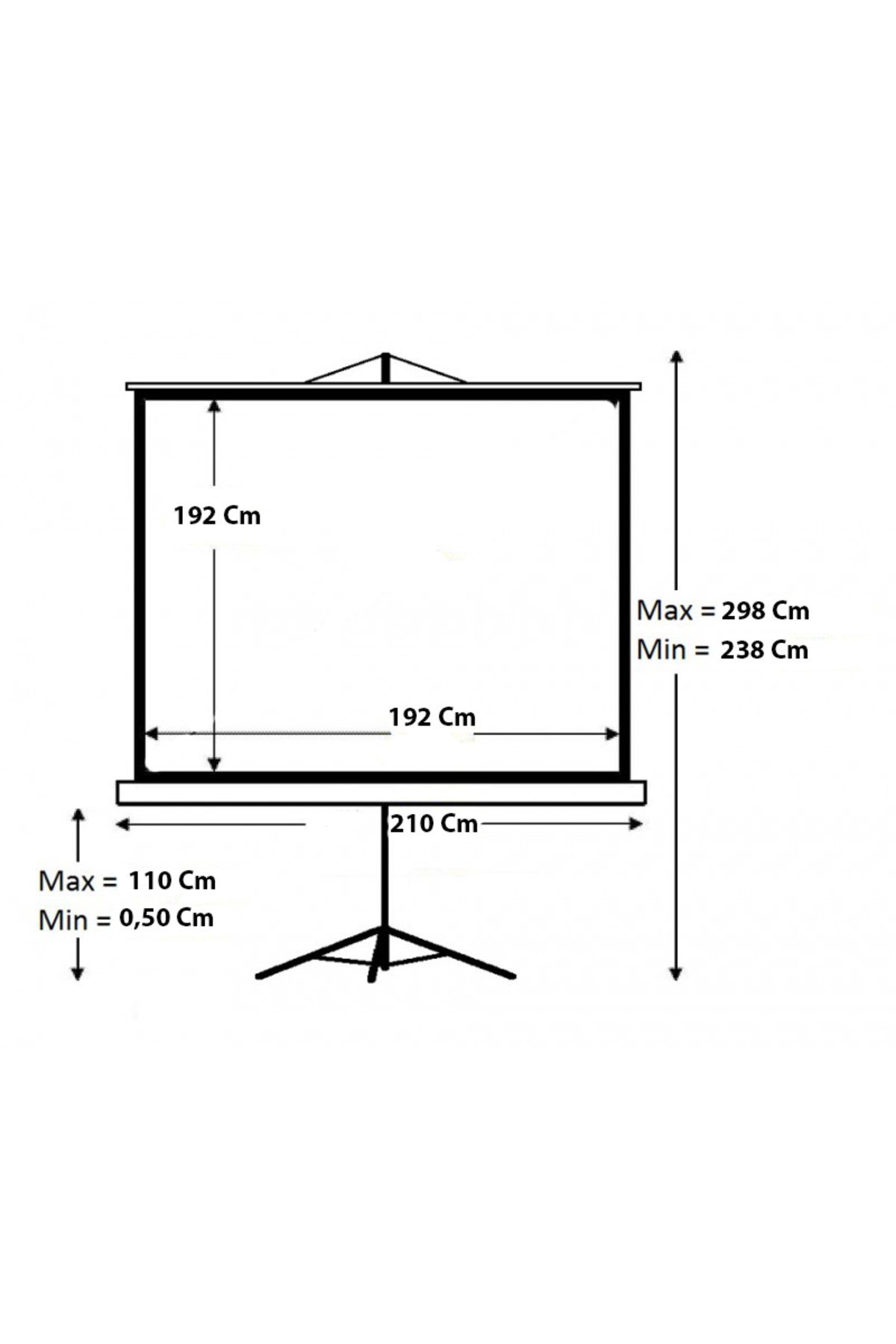 TX-20 200x200 cm Tripod Ayaklı Taşınabilir Manuel Projeksiyon Perdesi (Arkası Siyah Fonlu)