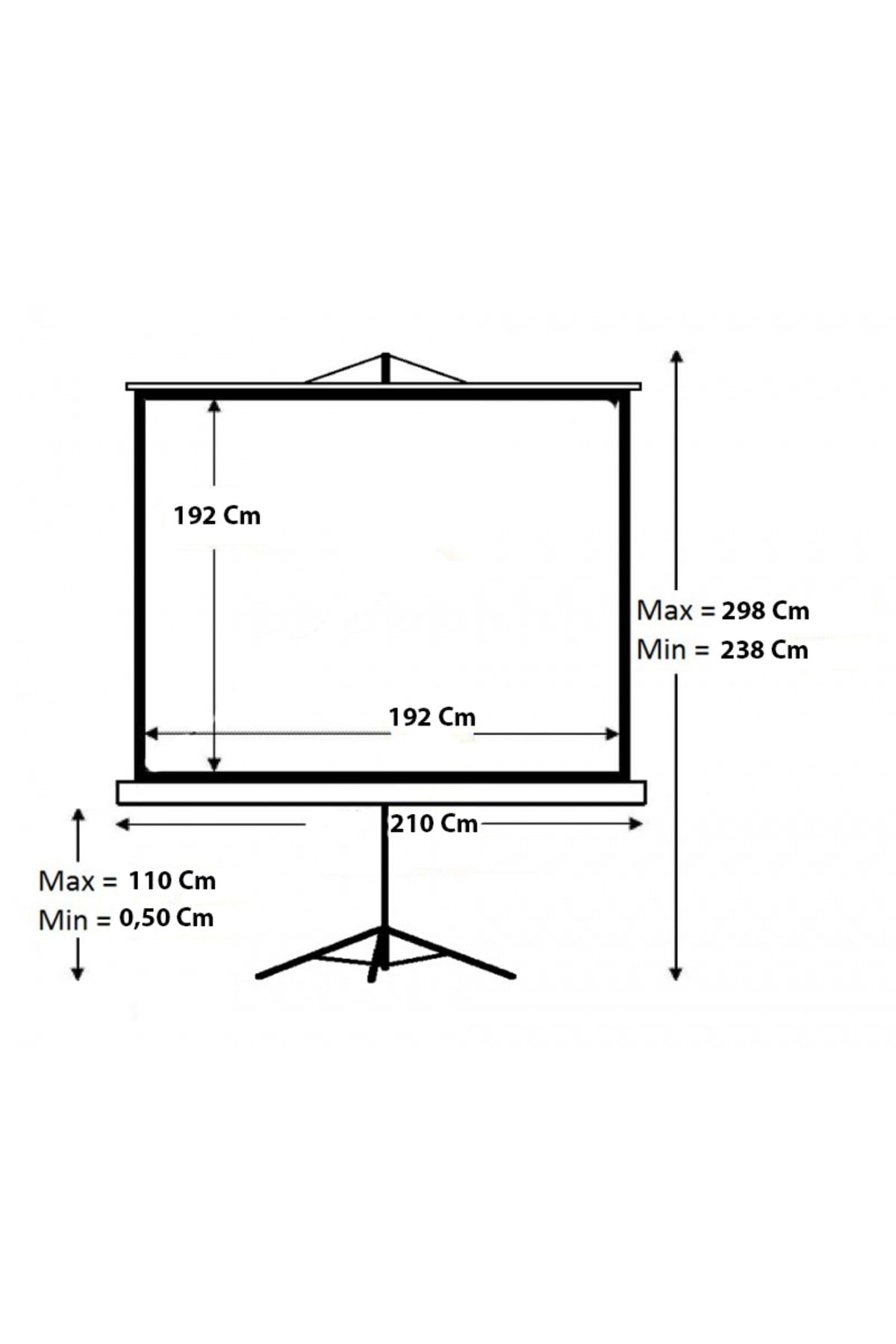 TX-20 200x200 cm Tripod Ayaklı Taşınabilir Manuel Projeksiyon Perdesi (Arkası Siyah Fonlu)