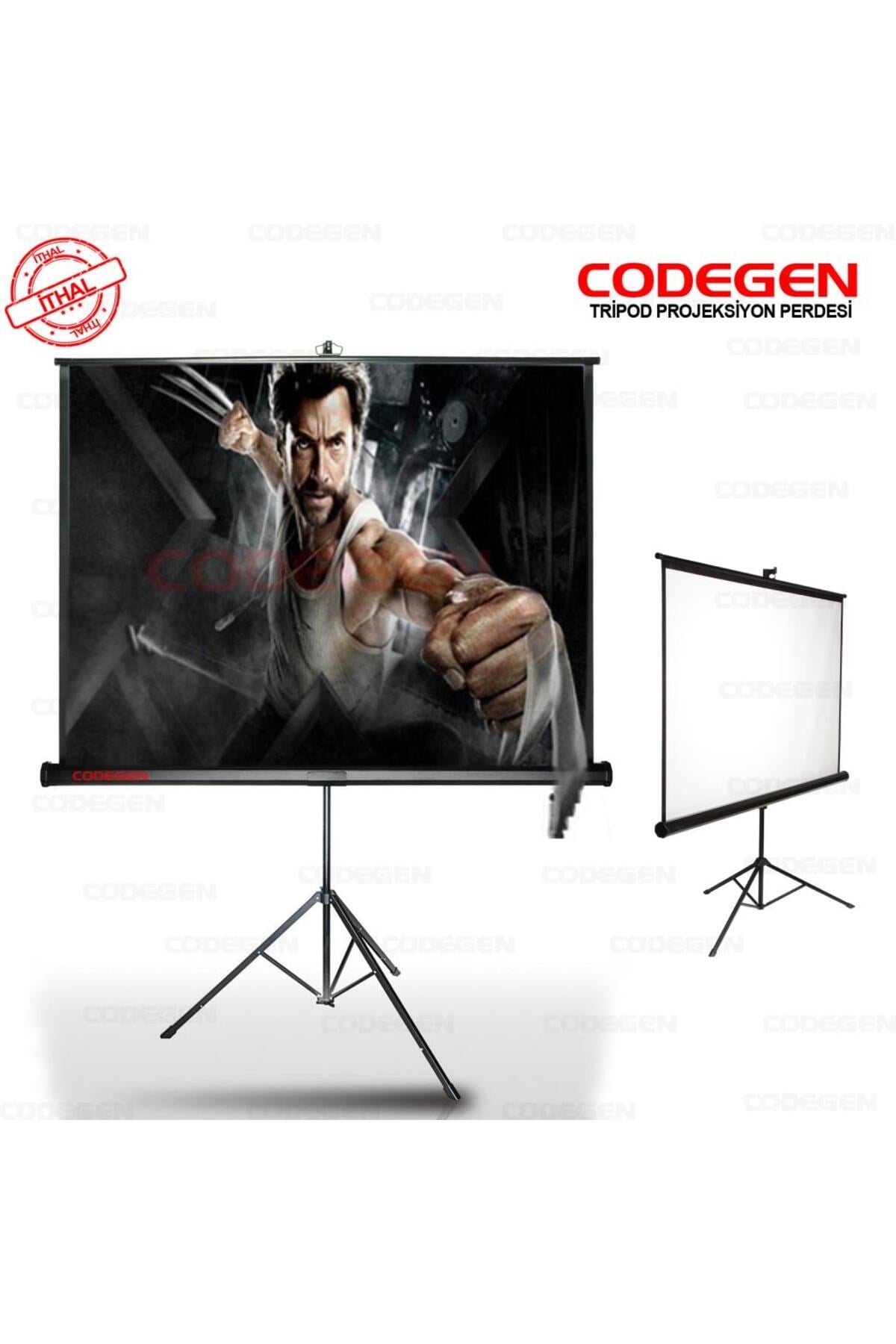 TX-20 200x200 cm Tripod Ayaklı Taşınabilir Manuel Projeksiyon Perdesi (Arkası Siyah Fonlu)