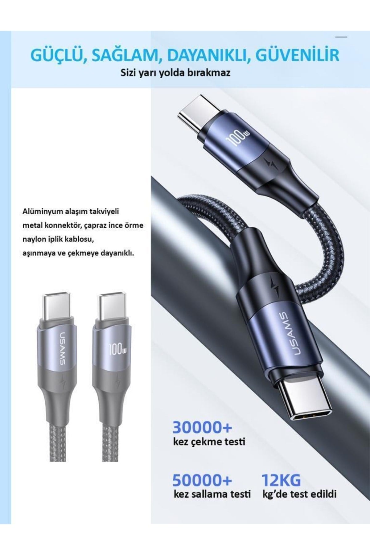 Us-cc110b 65w Gan Şarj Başlığı + Us-sj524 100w Type-c Çipli, Notebook Şarjı Ve Hızlı Şarj Kiti