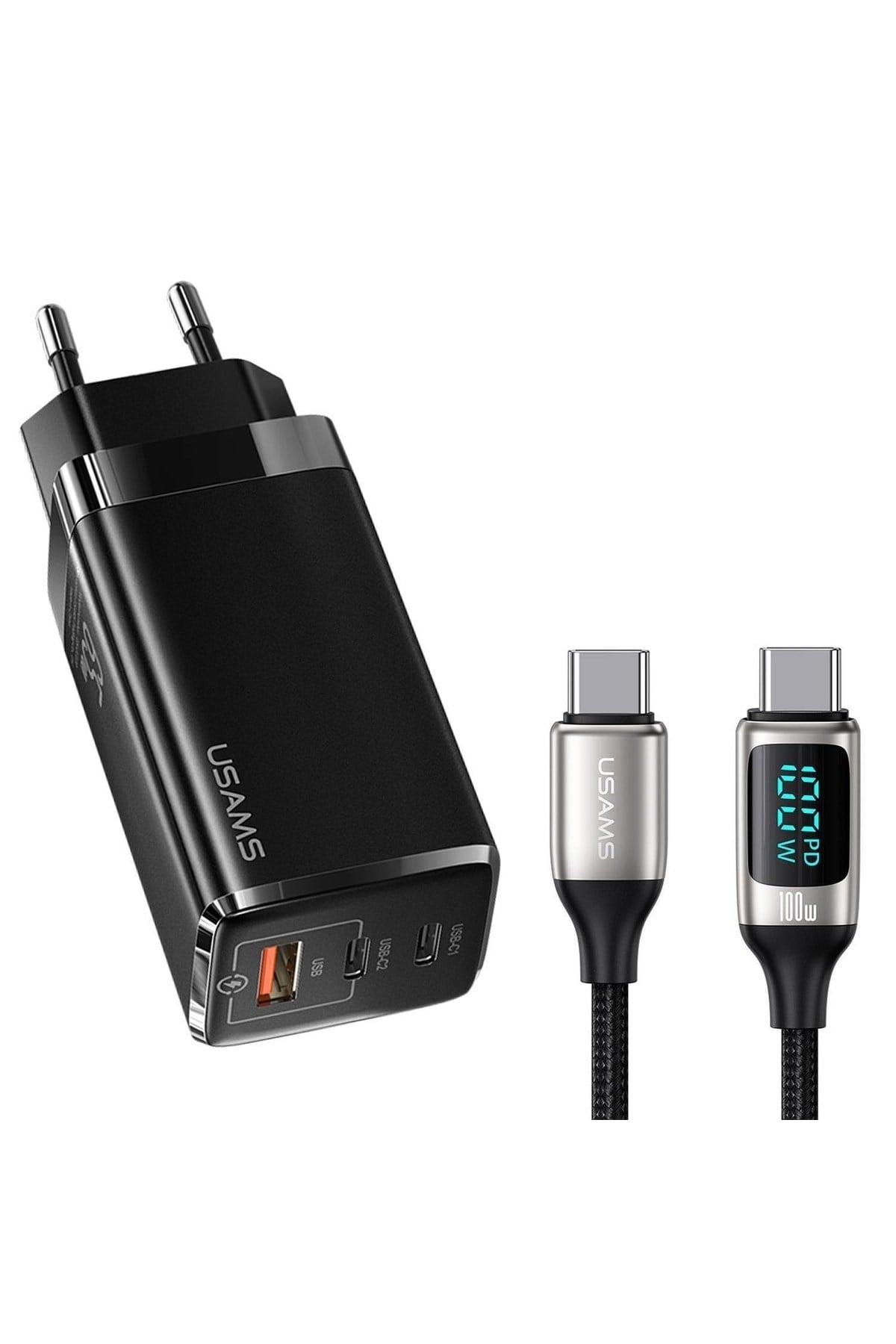 Us-cc110b 65w Gan Şarj Başlığı + Us-sj546 100w Type-c Göstergeli, Notebook Şarjı Ve Hızlı Şarj
